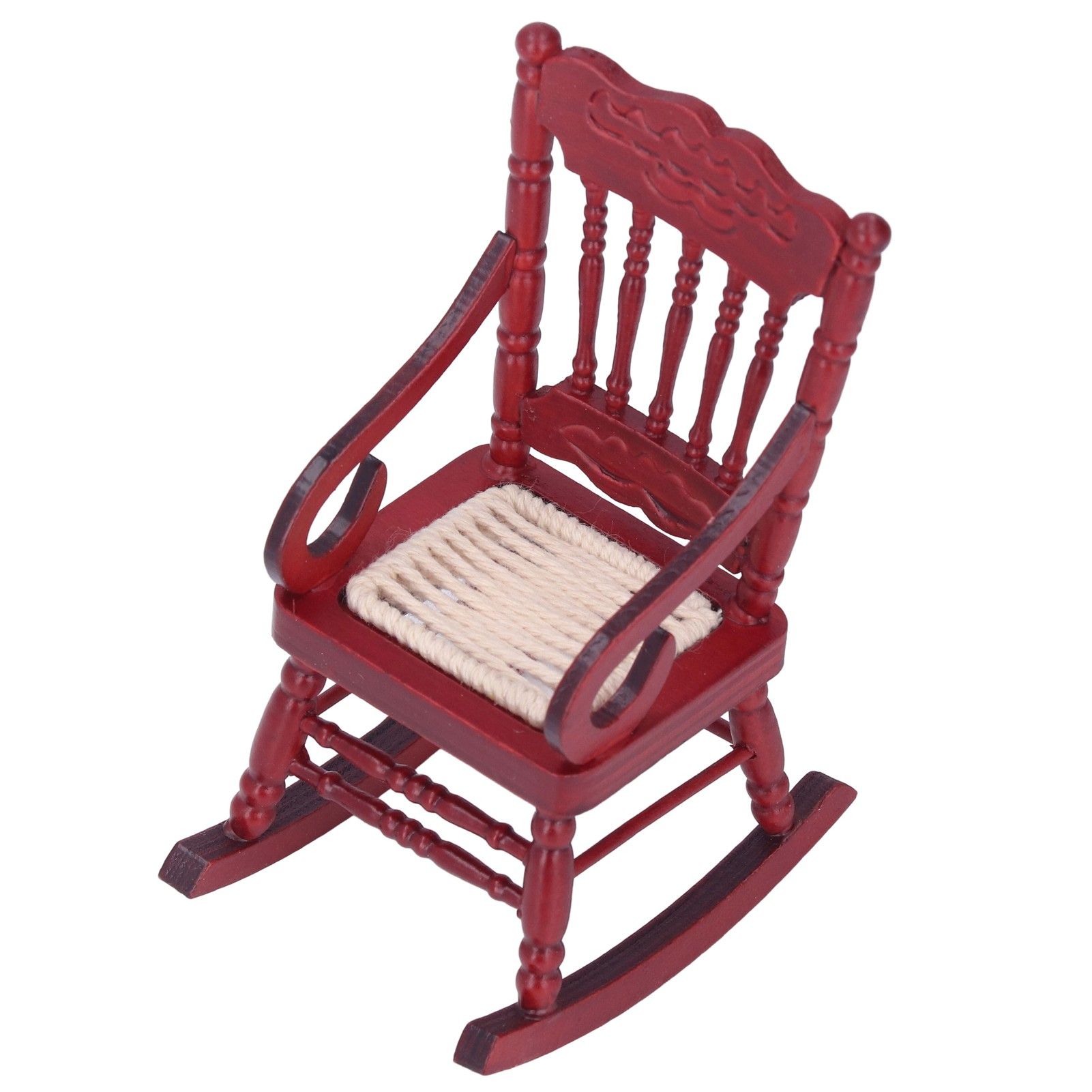 Dollhouse Miniature Chair Exquisite Details Bright Color Miniature Dollhouse Wooden Furniture for 1:12 DollhouseMahogany Color - Image 3