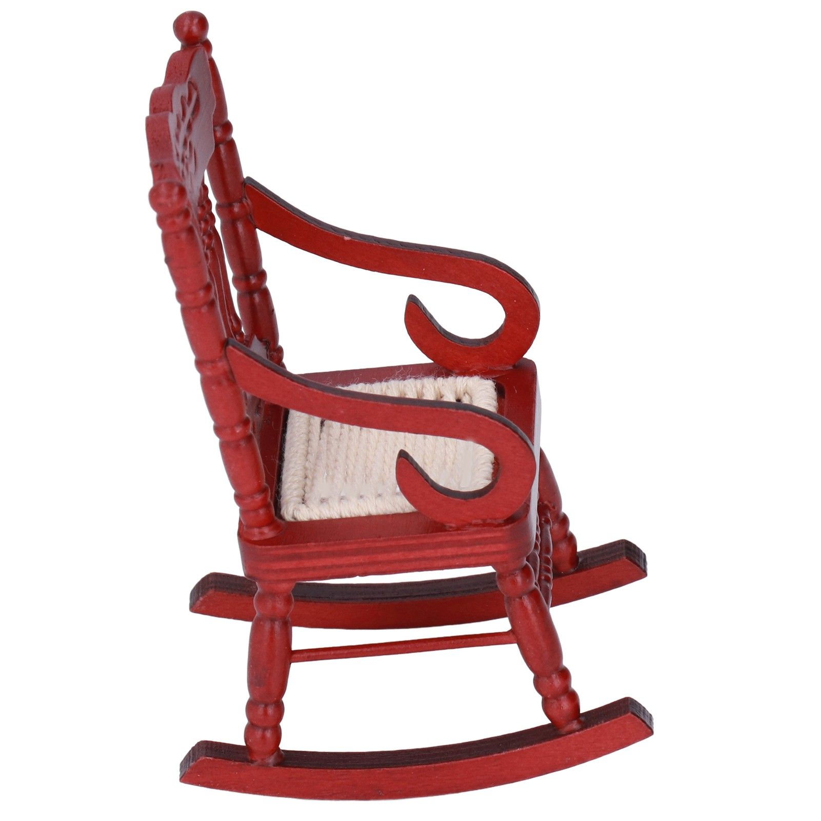 Dollhouse Miniature Chair Exquisite Details Bright Color Miniature Dollhouse Wooden Furniture for 1:12 DollhouseMahogany Color - Image 4