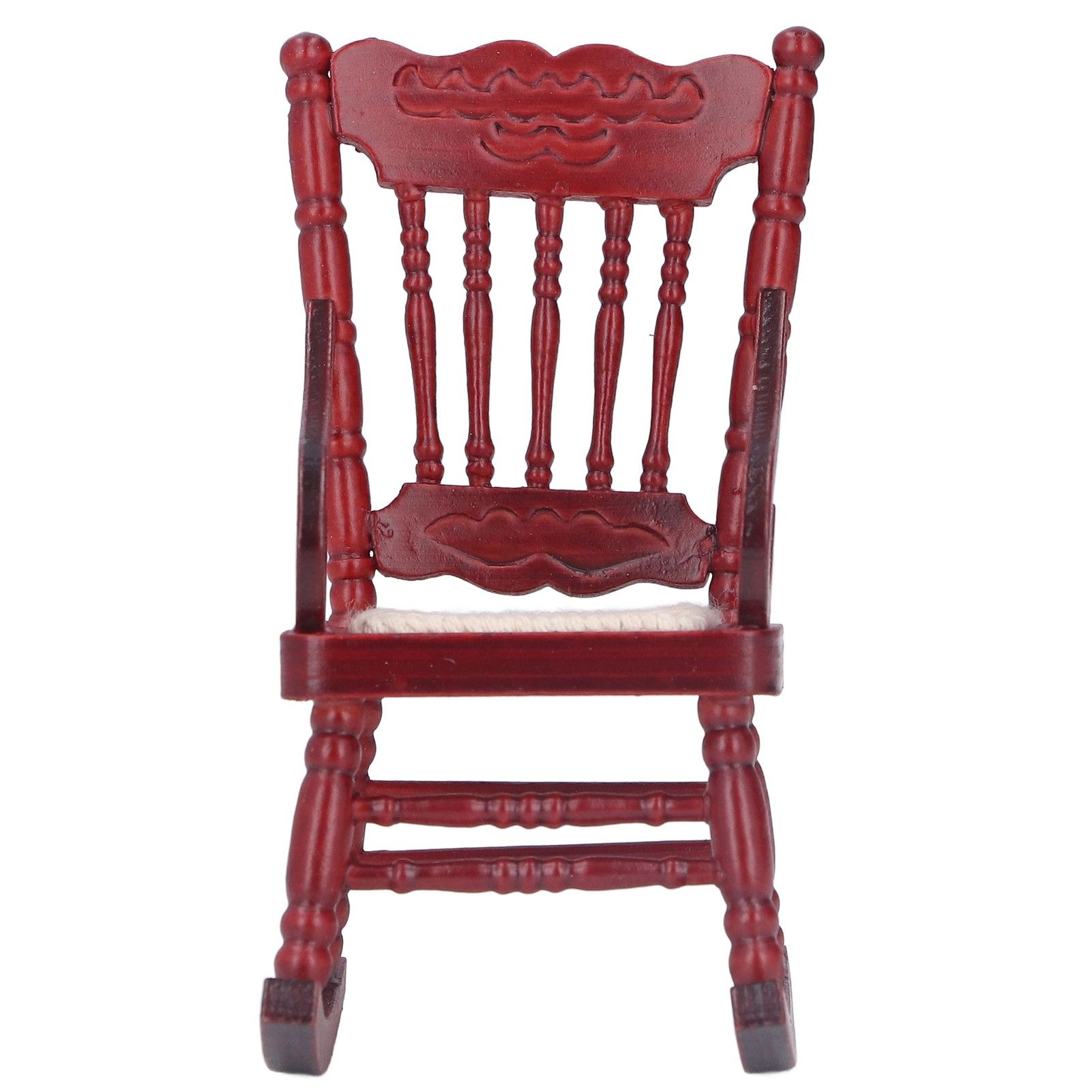 Dollhouse Miniature Chair Exquisite Details Bright Color Miniature Dollhouse Wooden Furniture for 1:12 DollhouseMahogany Color - Image 6