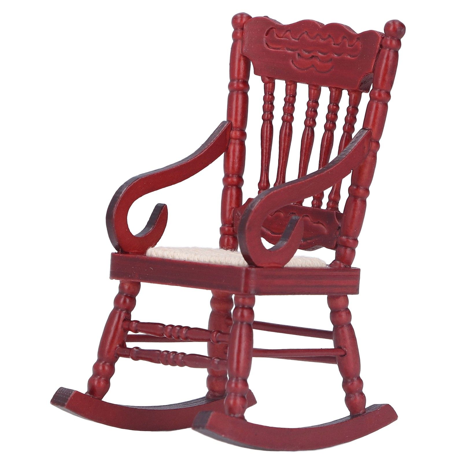 Dollhouse Miniature Chair Exquisite Details Bright Color Miniature Dollhouse Wooden Furniture for 1:12 DollhouseMahogany Color - Image 7