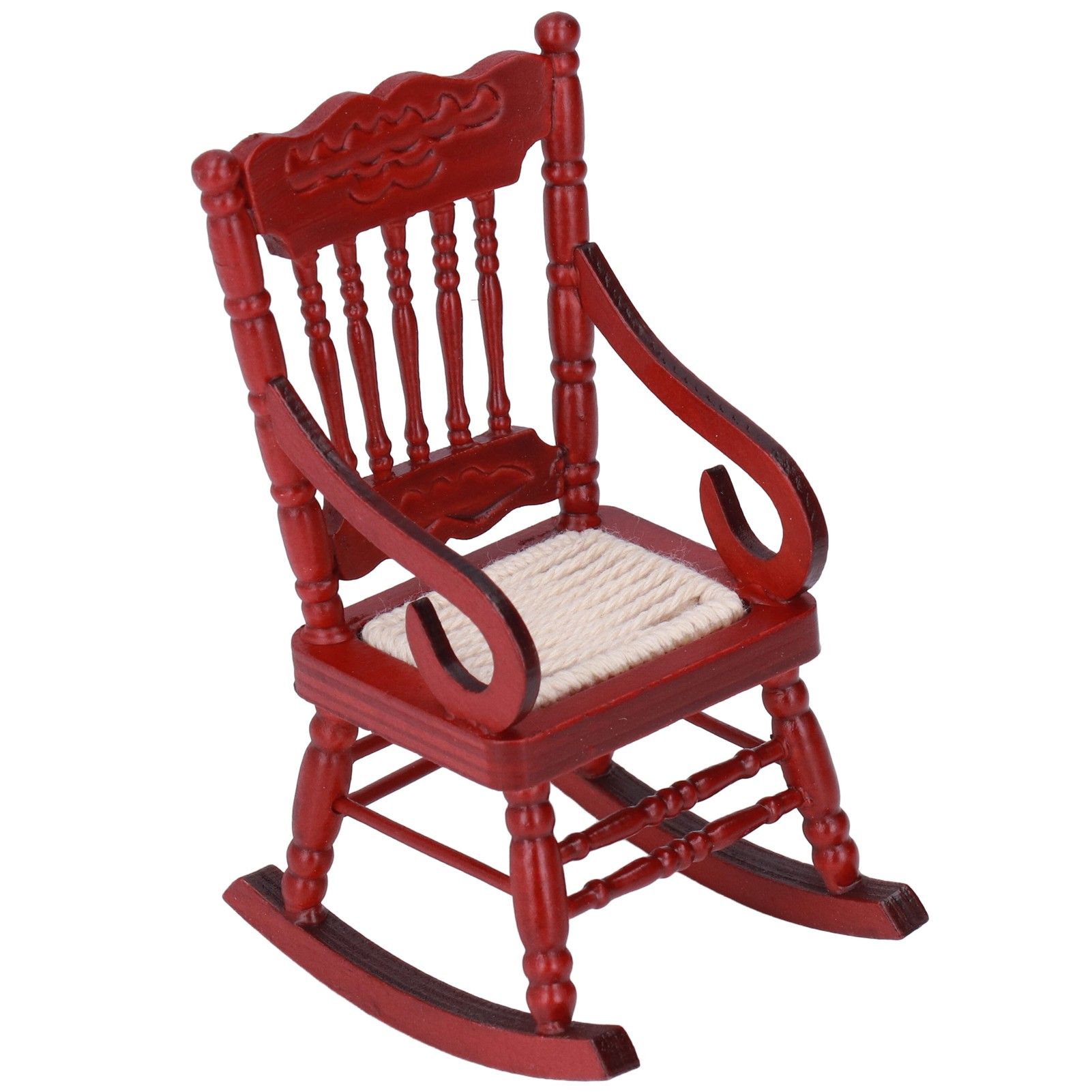 Dollhouse Miniature Chair Exquisite Details Bright Color Miniature Dollhouse Wooden Furniture for 1:12 DollhouseMahogany Color - Image 8
