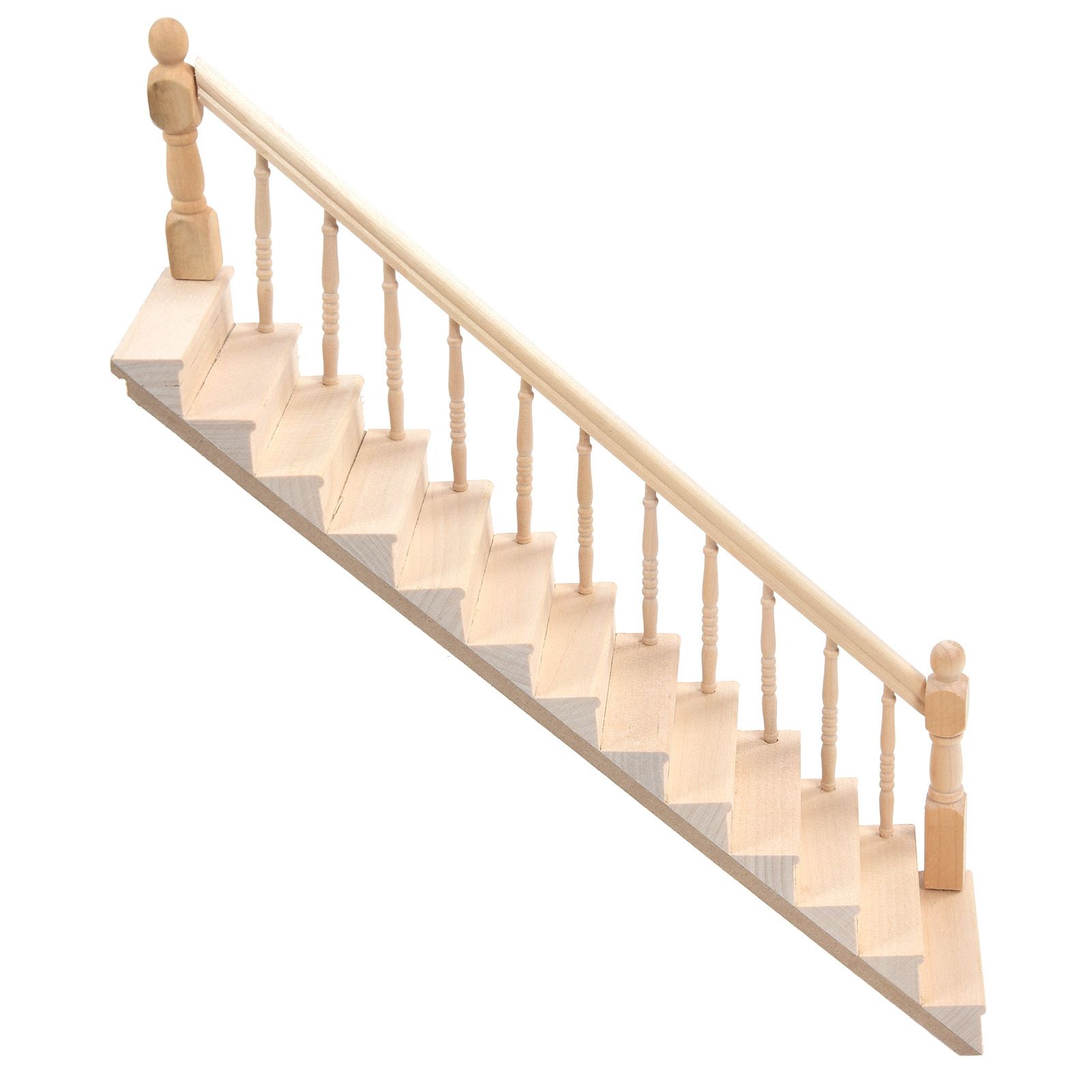 Doll House Stairs Glossy Rounded Corners Birch Material DIY Vivd Cute 1/12 Scale Miniature Staircase for CraftsRight - Image 2
