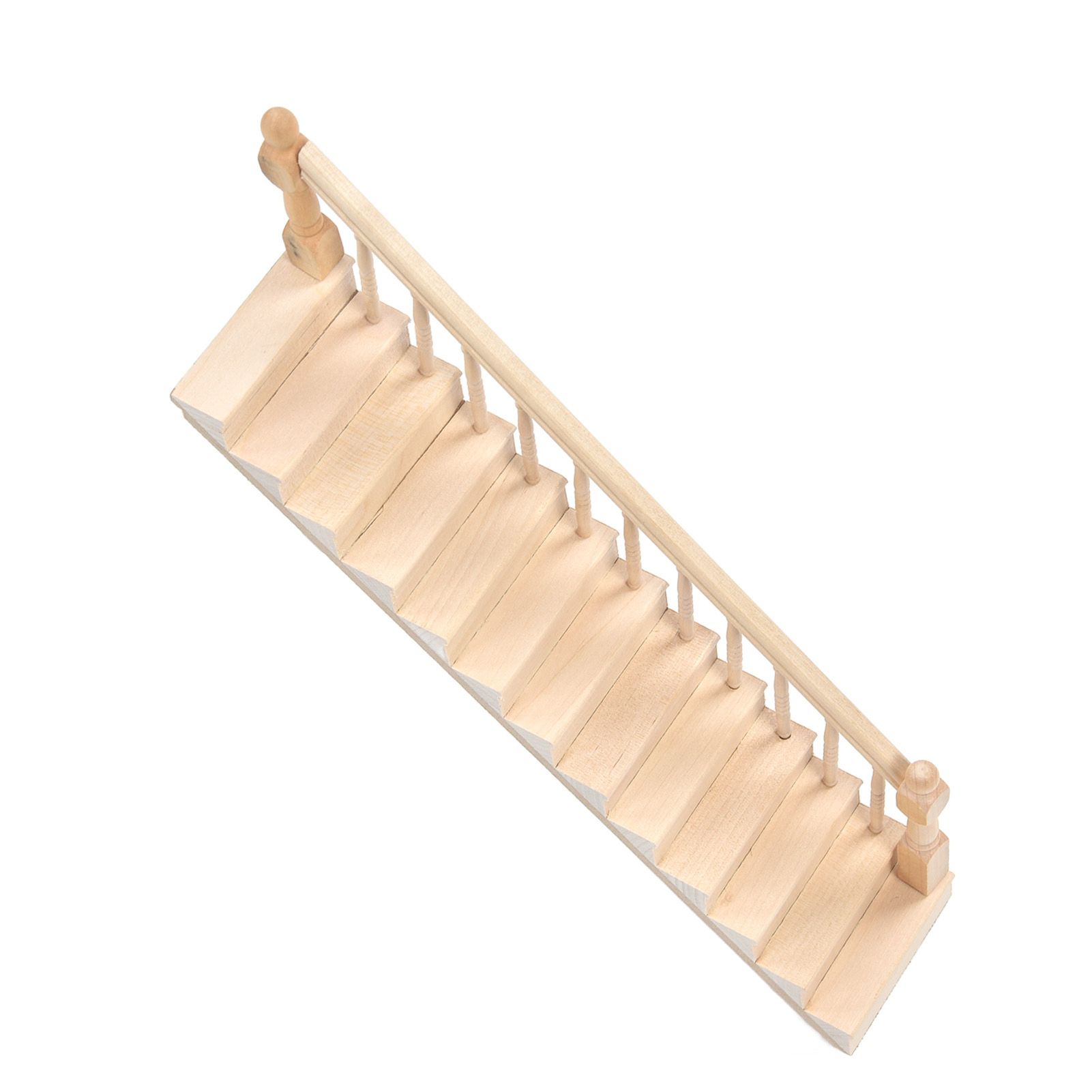 Doll House Stairs Glossy Rounded Corners Birch Material DIY Vivd Cute 1/12 Scale Miniature Staircase for CraftsRight - Image 5