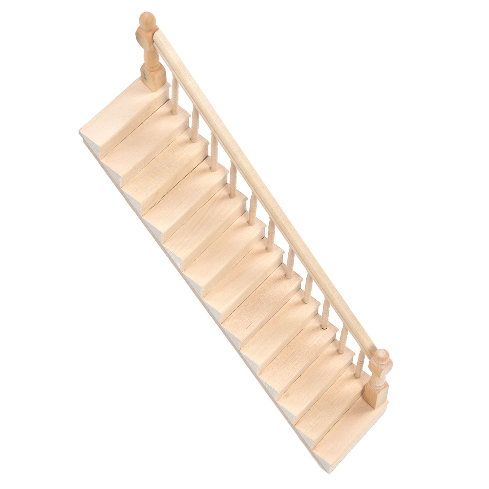 Doll House Stairs Glossy Rounded Corners Birch Material DIY Vivd Cute 1/12 Scale Miniature Staircase for CraftsRight - Image 6