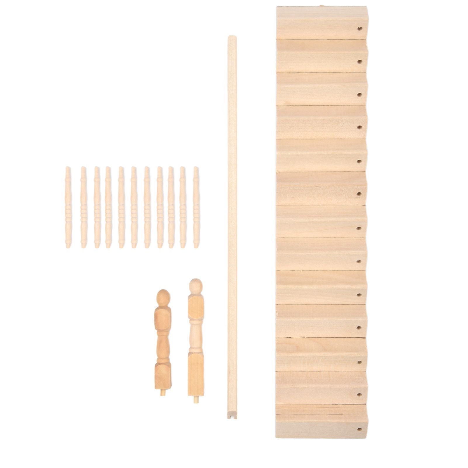 Doll House Stairs Glossy Rounded Corners Birch Material DIY Vivd Cute 1/12 Scale Miniature Staircase for CraftsLeft - Image 1