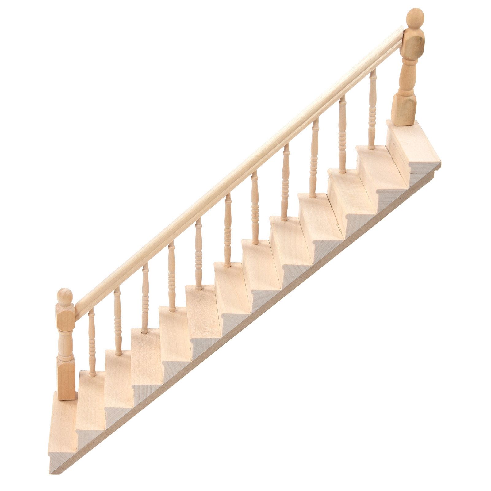 Doll House Stairs Glossy Rounded Corners Birch Material DIY Vivd Cute 1/12 Scale Miniature Staircase for CraftsLeft - Image 2