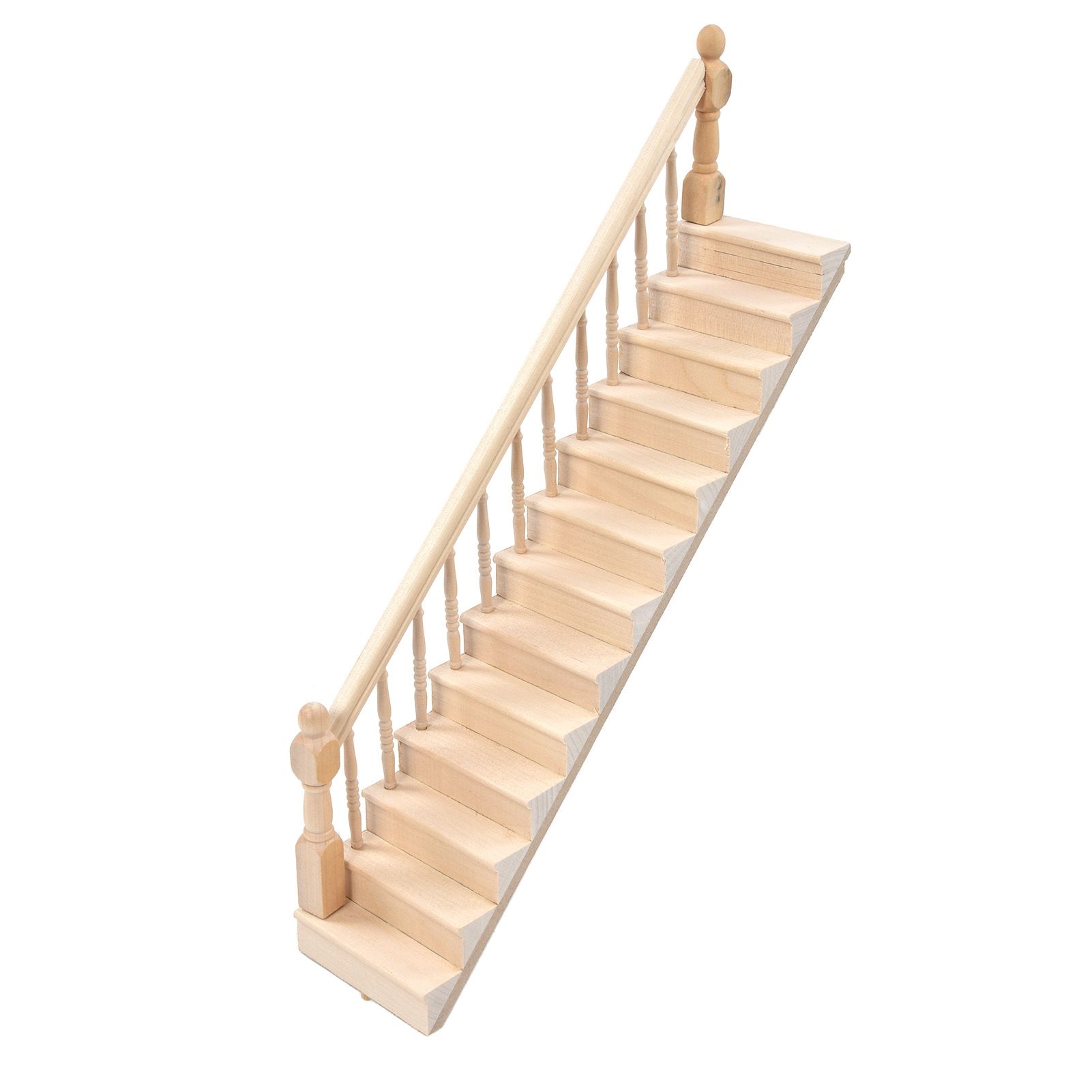 Doll House Stairs Glossy Rounded Corners Birch Material DIY Vivd Cute 1/12 Scale Miniature Staircase for CraftsLeft - Image 3