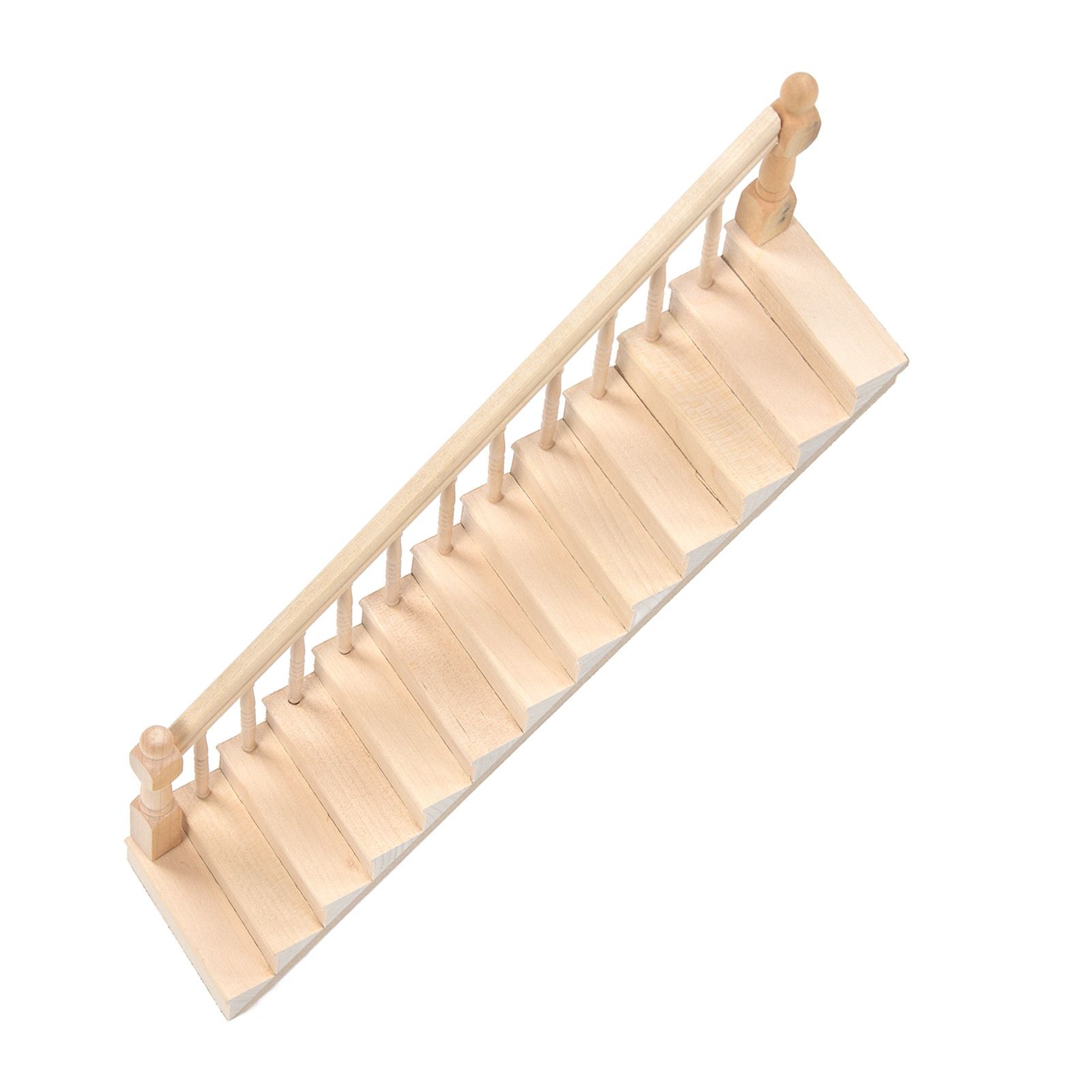 Doll House Stairs Glossy Rounded Corners Birch Material DIY Vivd Cute 1/12 Scale Miniature Staircase for CraftsLeft - Image 5