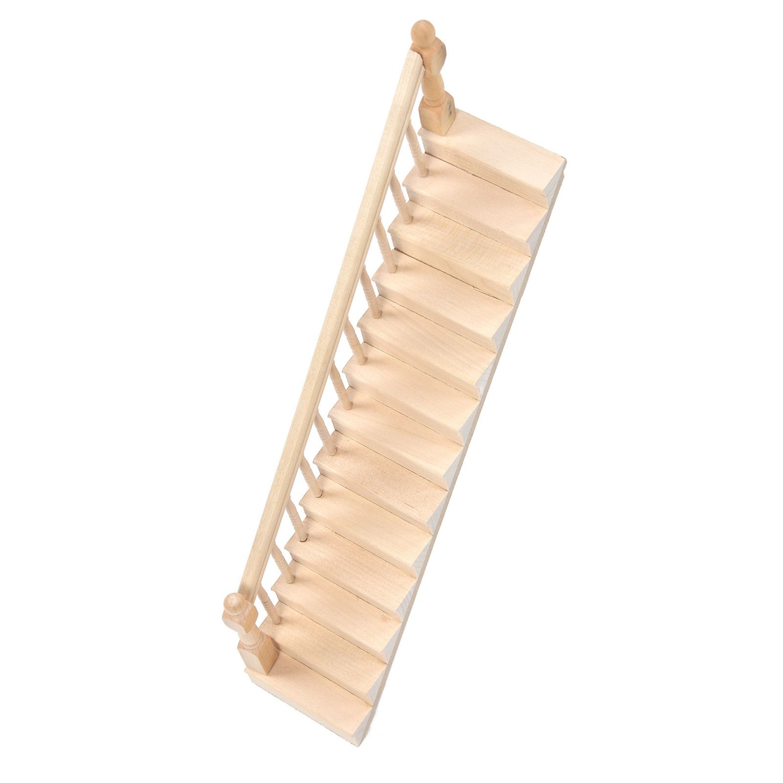 Doll House Stairs Glossy Rounded Corners Birch Material DIY Vivd Cute 1/12 Scale Miniature Staircase for CraftsLeft - Image 6