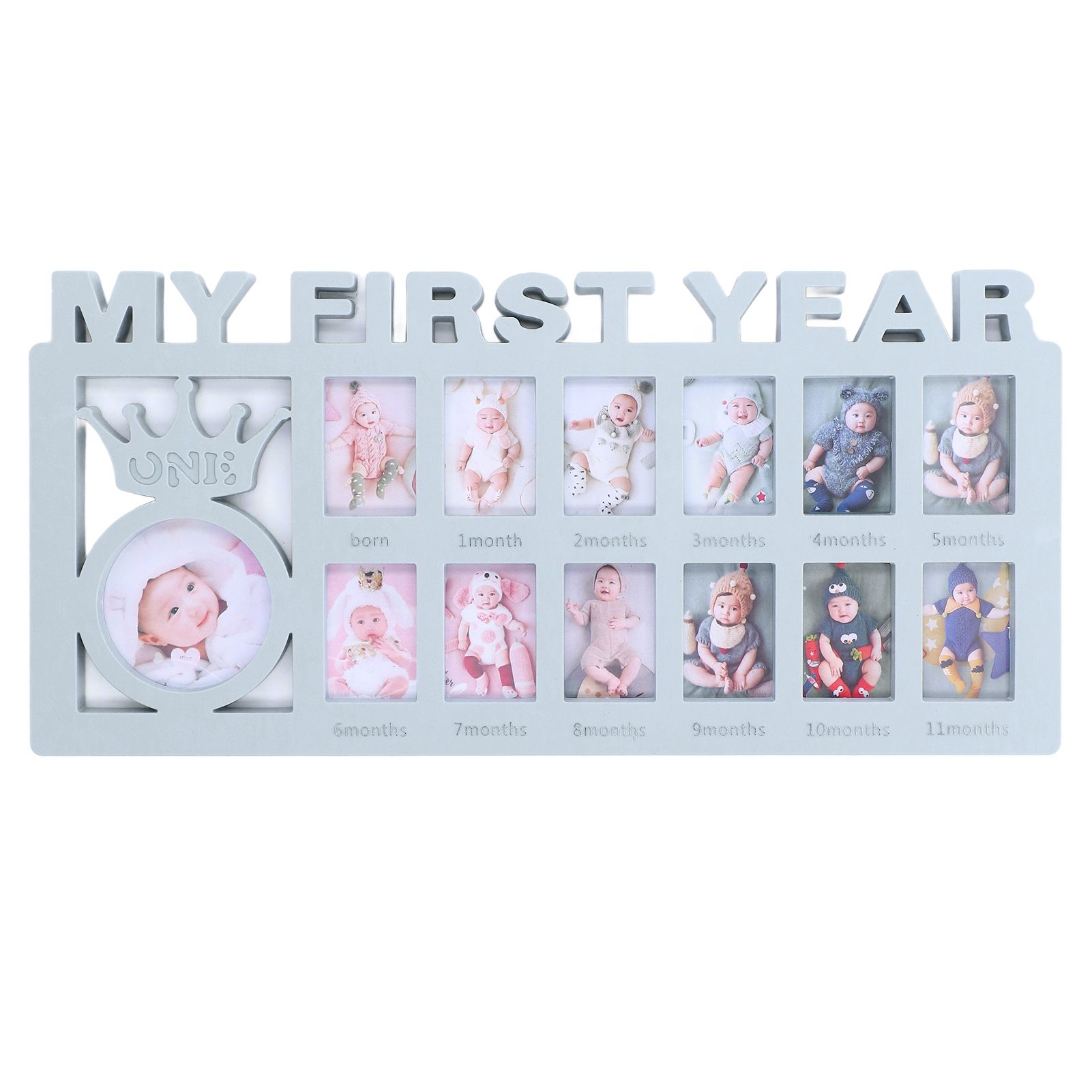Newborn Photo Frame Durable Polished 12 Small Picture Frames Record Baby's Monthly Growth Baby Photo Frame for GiftBlue - Image 1