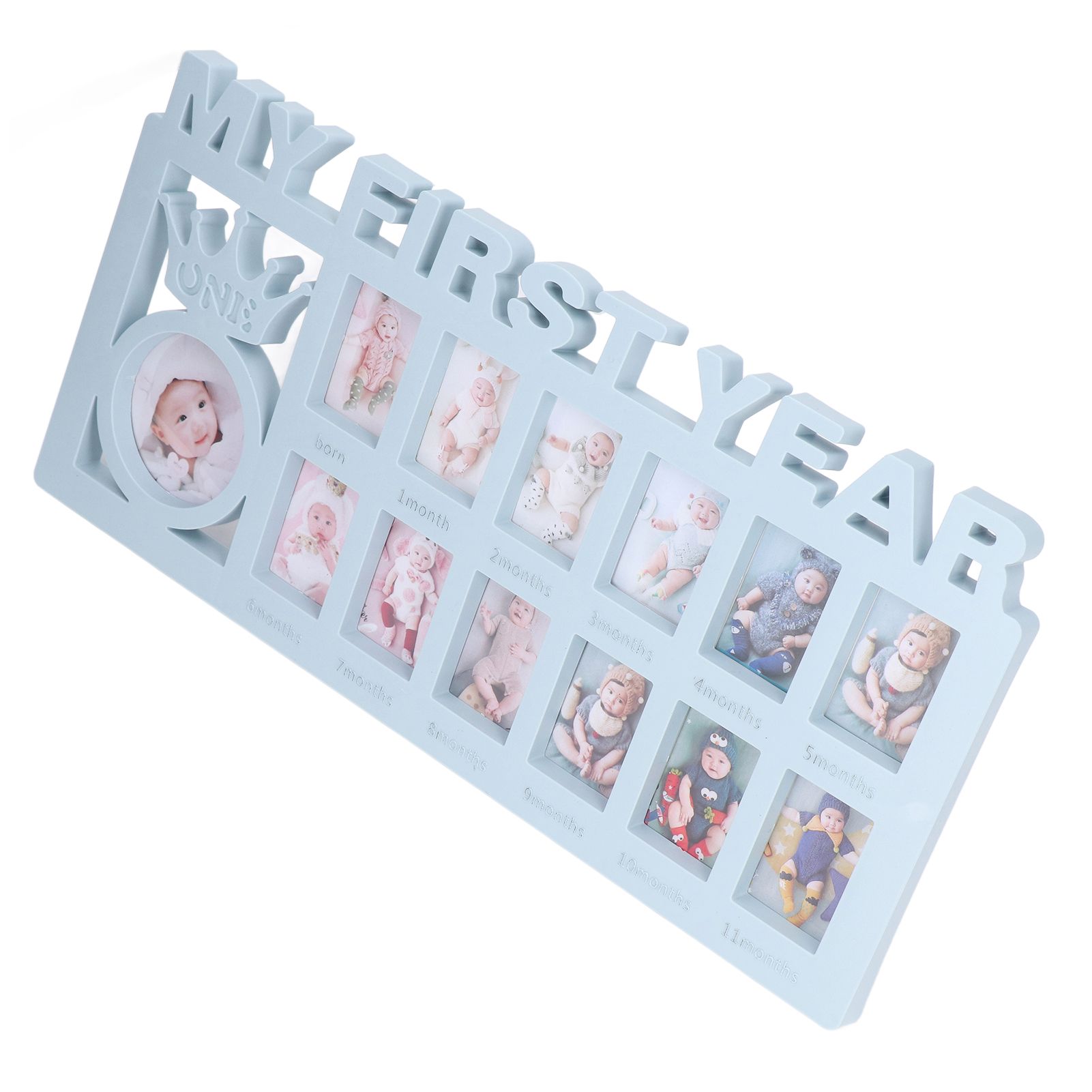 Newborn Photo Frame Durable Polished 12 Small Picture Frames Record Baby's Monthly Growth Baby Photo Frame for GiftBlue - Image 2