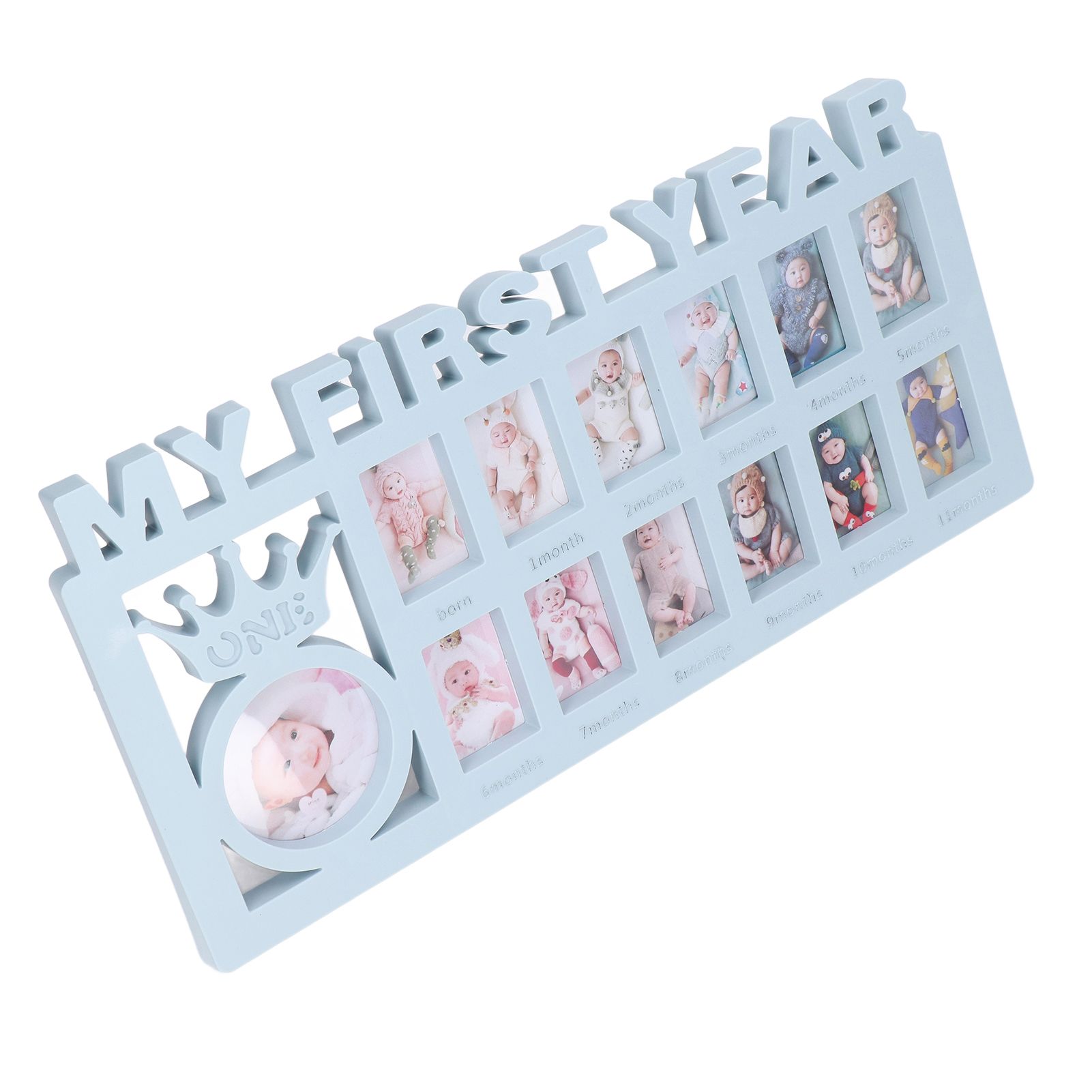 Newborn Photo Frame Durable Polished 12 Small Picture Frames Record Baby's Monthly Growth Baby Photo Frame for GiftBlue - Image 3