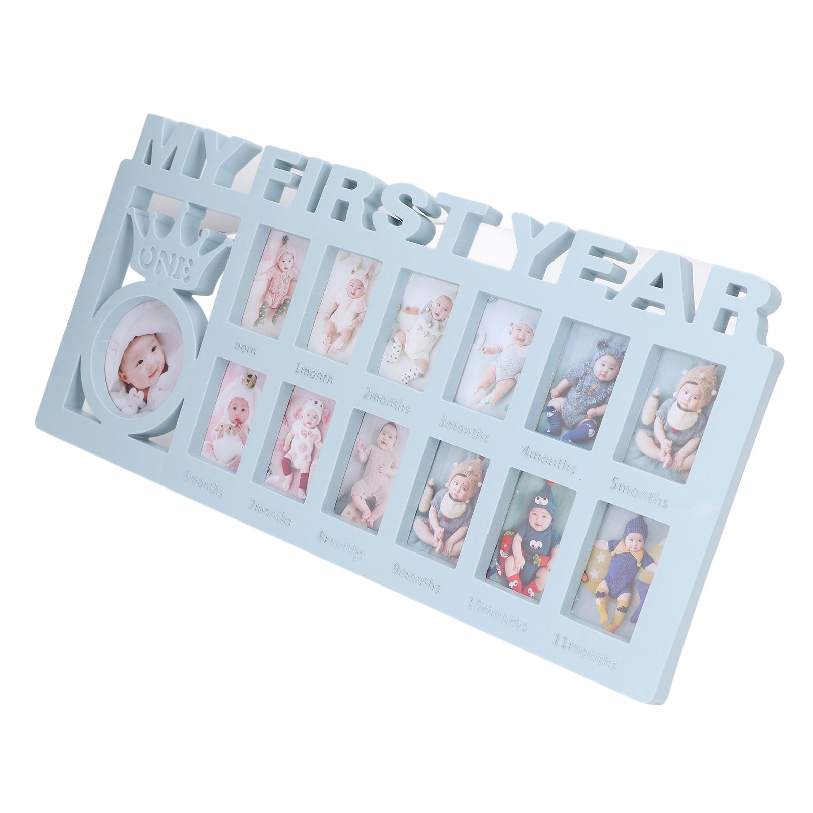 Newborn Photo Frame Durable Polished 12 Small Picture Frames Record Baby's Monthly Growth Baby Photo Frame for GiftBlue - Image 6