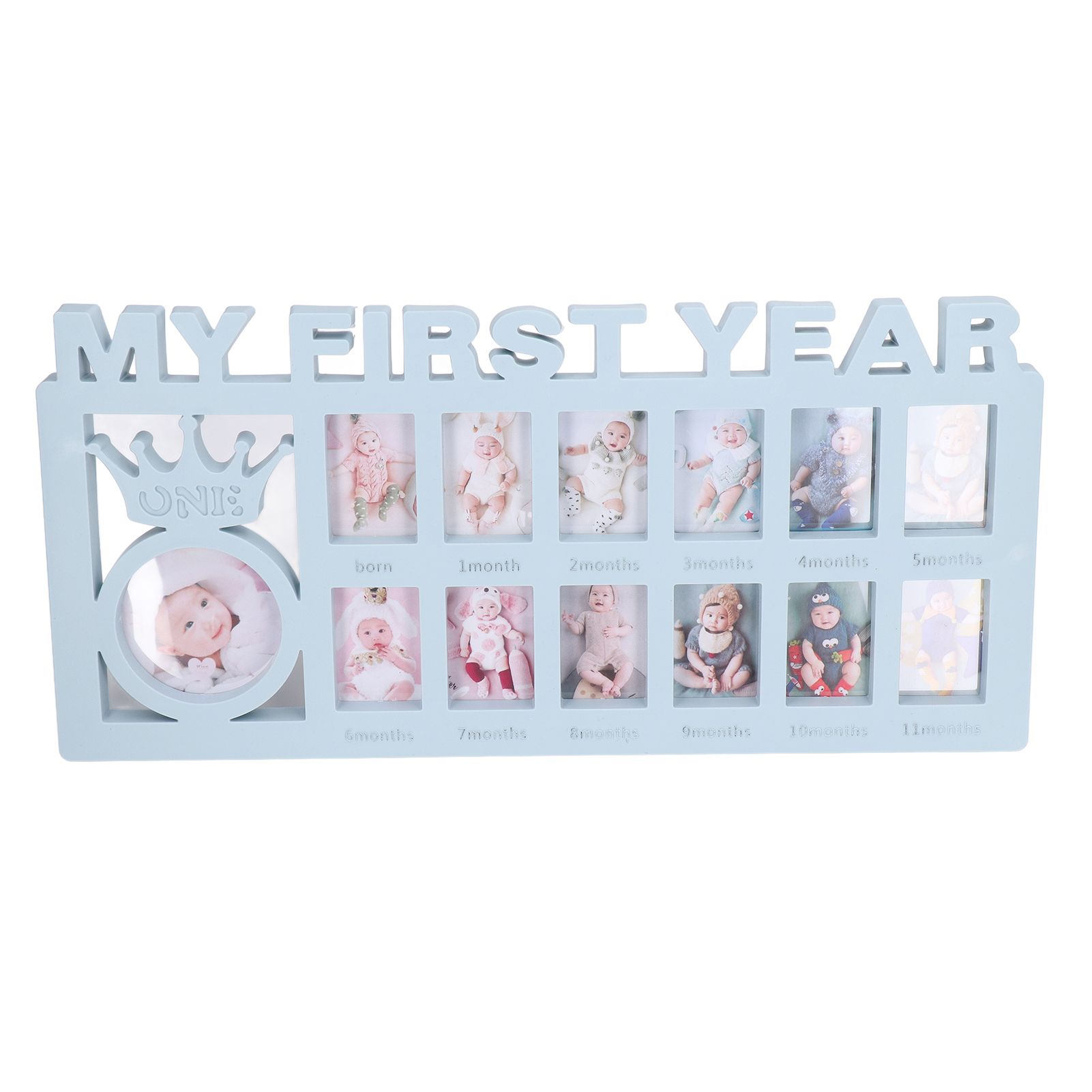 Newborn Photo Frame Durable Polished 12 Small Picture Frames Record Baby's Monthly Growth Baby Photo Frame for GiftBlue - Image 7