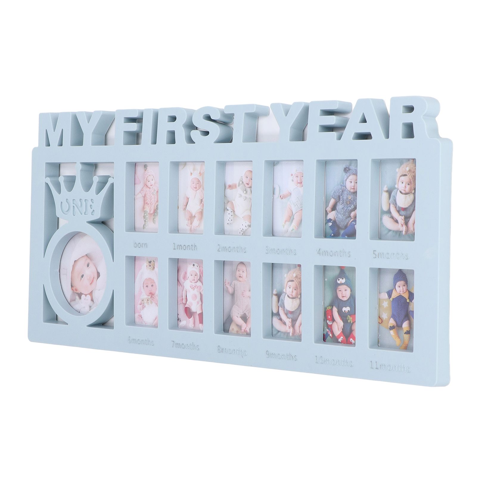 Newborn Photo Frame Durable Polished 12 Small Picture Frames Record Baby's Monthly Growth Baby Photo Frame for GiftBlue - Image 8
