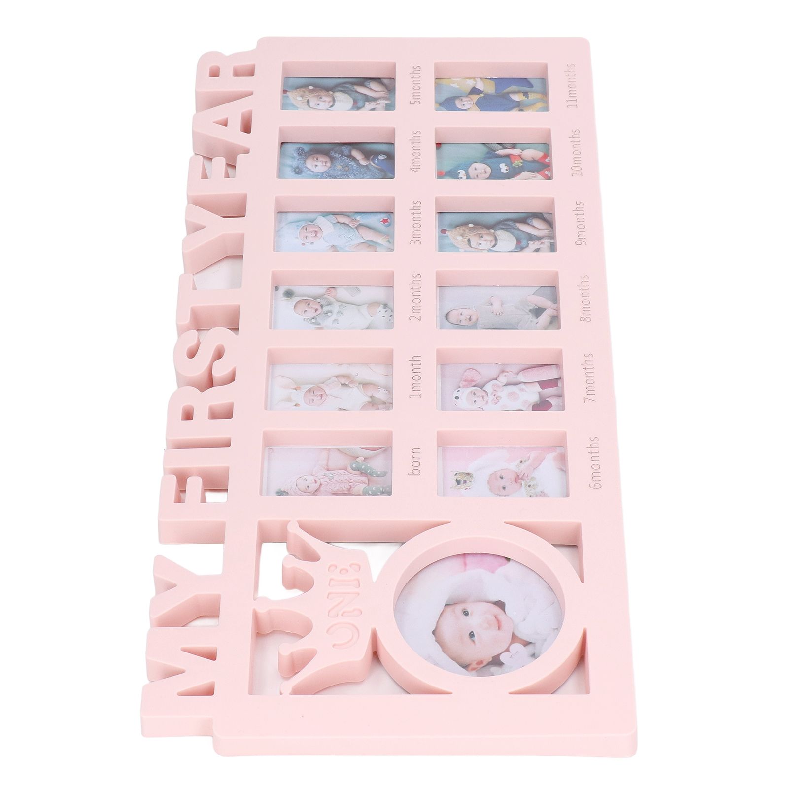 Newborn Photo Frame Durable Polished 12 Small Picture Frames Record Baby's Monthly Growth Baby Photo Frame for GiftPink - Image 2