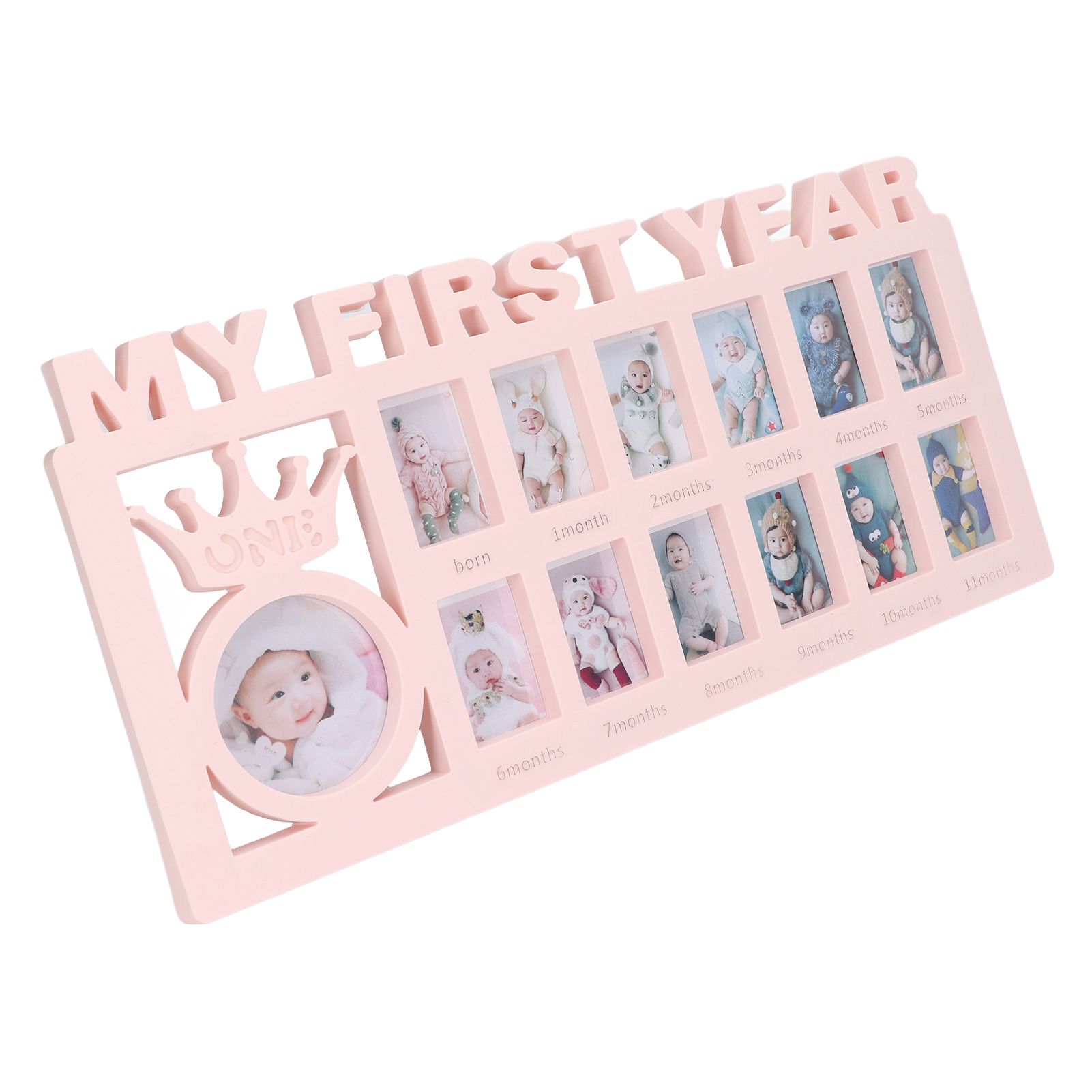 Newborn Photo Frame Durable Polished 12 Small Picture Frames Record Baby's Monthly Growth Baby Photo Frame for GiftPink - Image 3