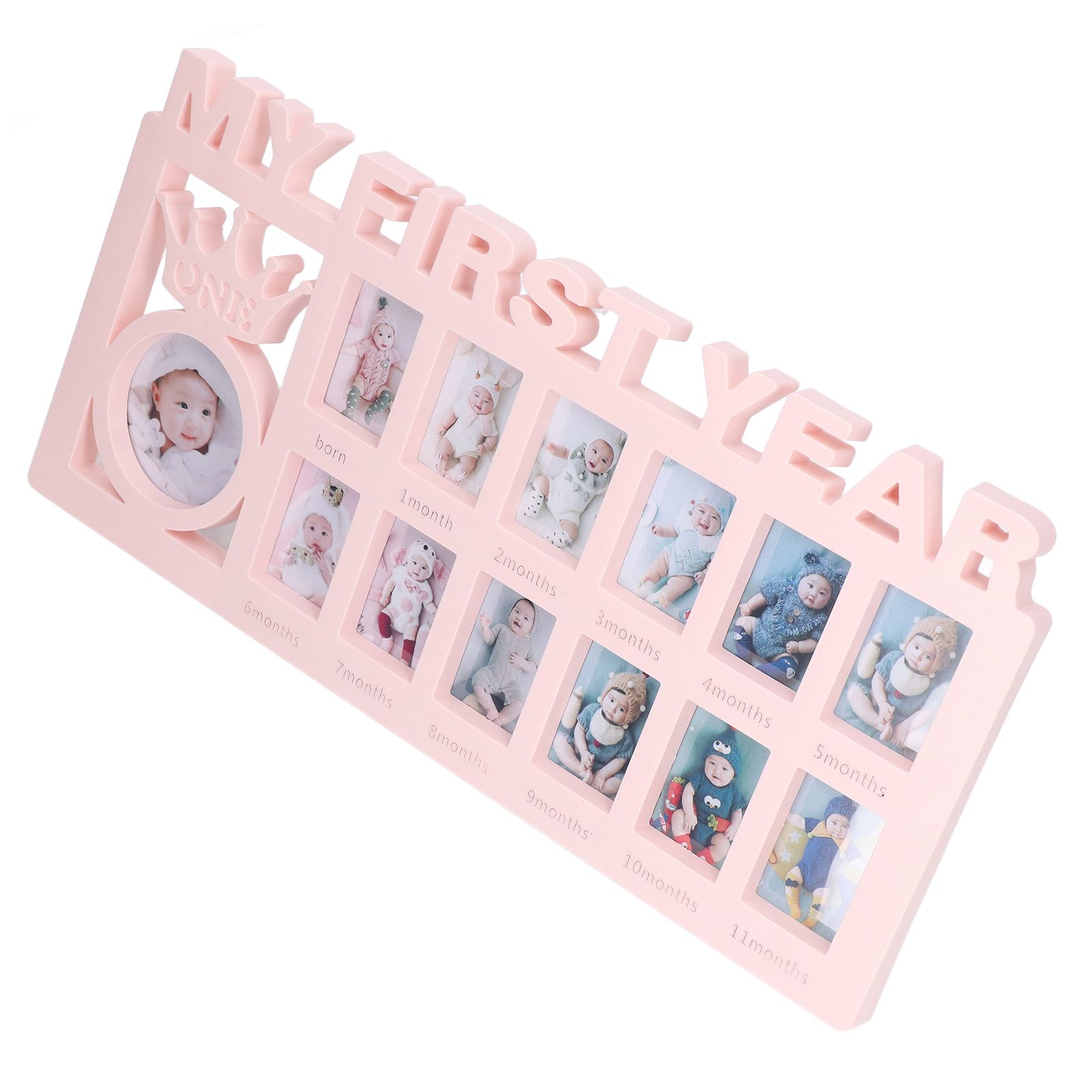 Newborn Photo Frame Durable Polished 12 Small Picture Frames Record Baby's Monthly Growth Baby Photo Frame for GiftPink - Image 4
