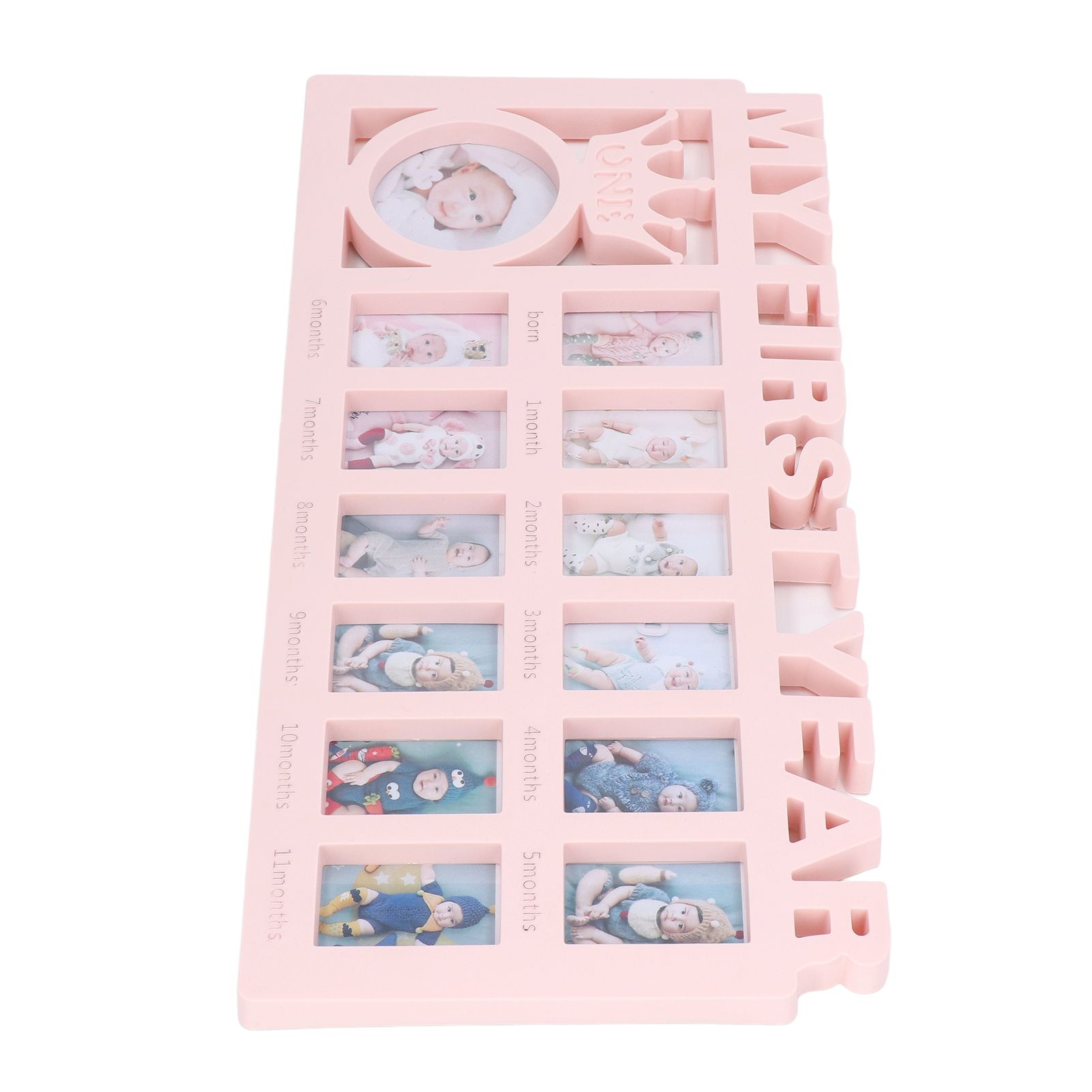 Newborn Photo Frame Durable Polished 12 Small Picture Frames Record Baby's Monthly Growth Baby Photo Frame for GiftPink - Image 5
