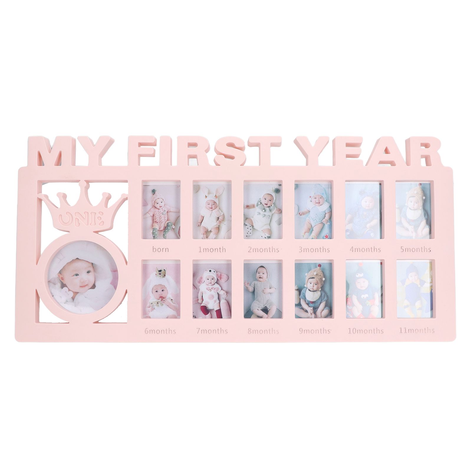 Newborn Photo Frame Durable Polished 12 Small Picture Frames Record Baby's Monthly Growth Baby Photo Frame for GiftPink - Image 6