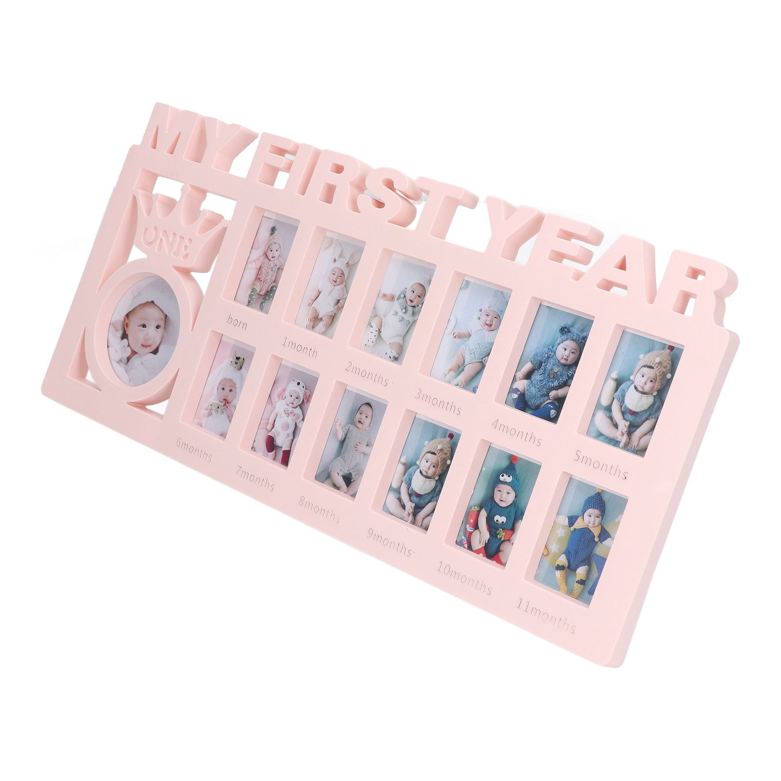 Newborn Photo Frame Durable Polished 12 Small Picture Frames Record Baby's Monthly Growth Baby Photo Frame for GiftPink - Image 7