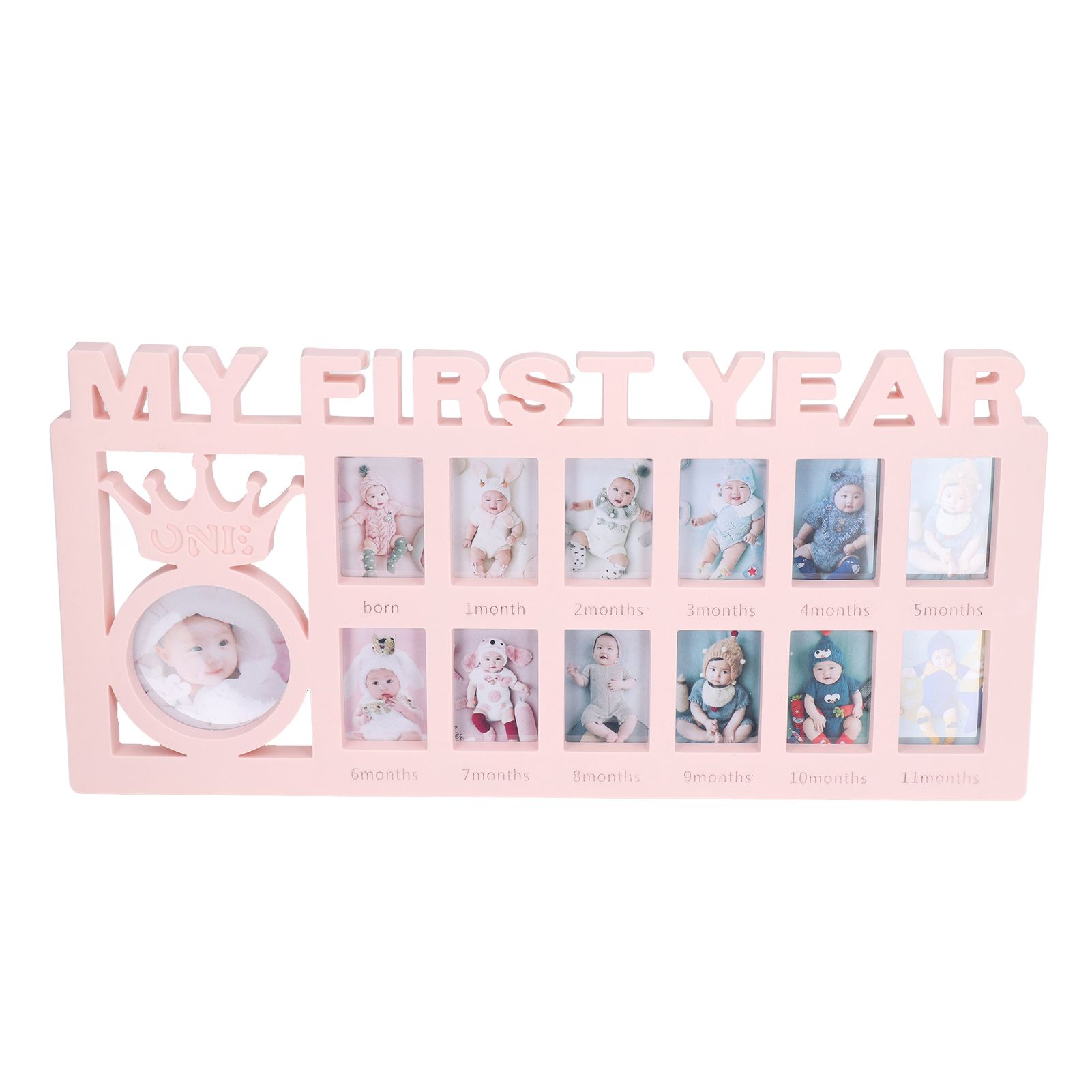 Newborn Photo Frame Durable Polished 12 Small Picture Frames Record Baby's Monthly Growth Baby Photo Frame for GiftPink - Image 8