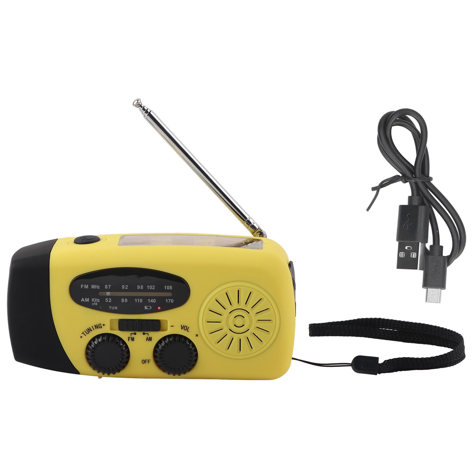 Hand Crank Solar Radio Multifunctional Emergency Radio LED Radio with Flashlight for Outdoor CampingYellow Europe - Image 1