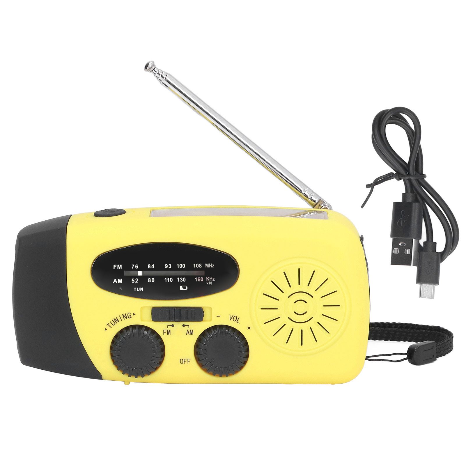 Hand Crank Solar Radio Multifunctional Emergency Radio LED Radio with Flashlight for Outdoor CampingYellow Japanese - Image 1