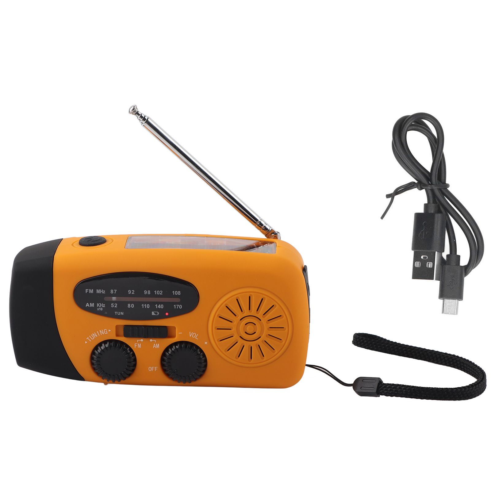 Hand Crank Solar Radio Multifunctional Emergency Radio LED Radio with Flashlight for Outdoor CampingOrange Europe - Image 1