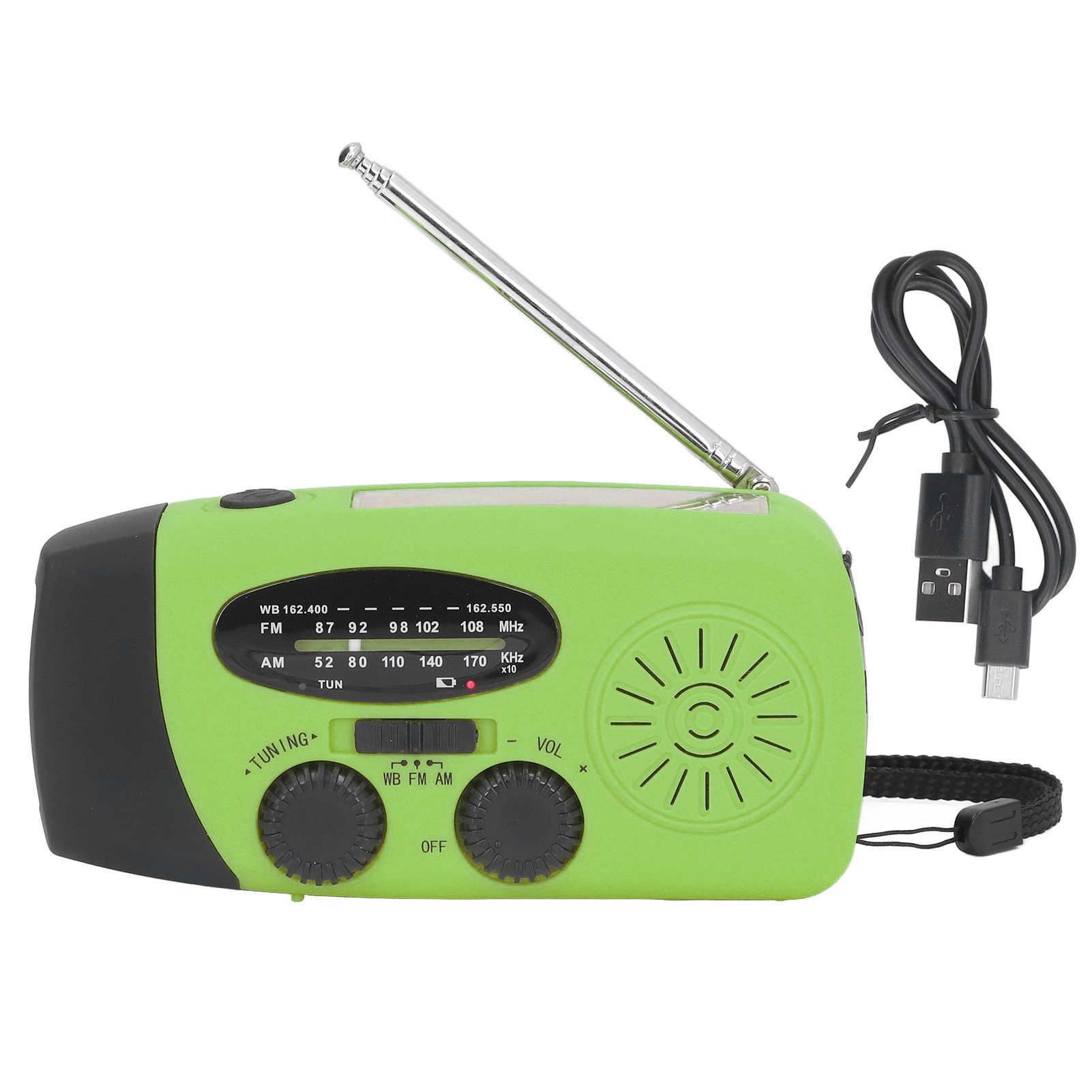 Hand Crank Solar Radio Multifunctional Emergency Radio LED Radio with Flashlight for Outdoor CampingGreen America - Image 1