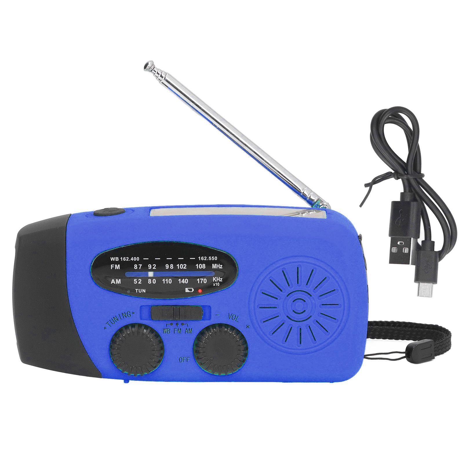 Hand Crank Solar Radio Multifunctional Emergency Radio LED Radio with Flashlight for Outdoor CampingBlue America - Image 1