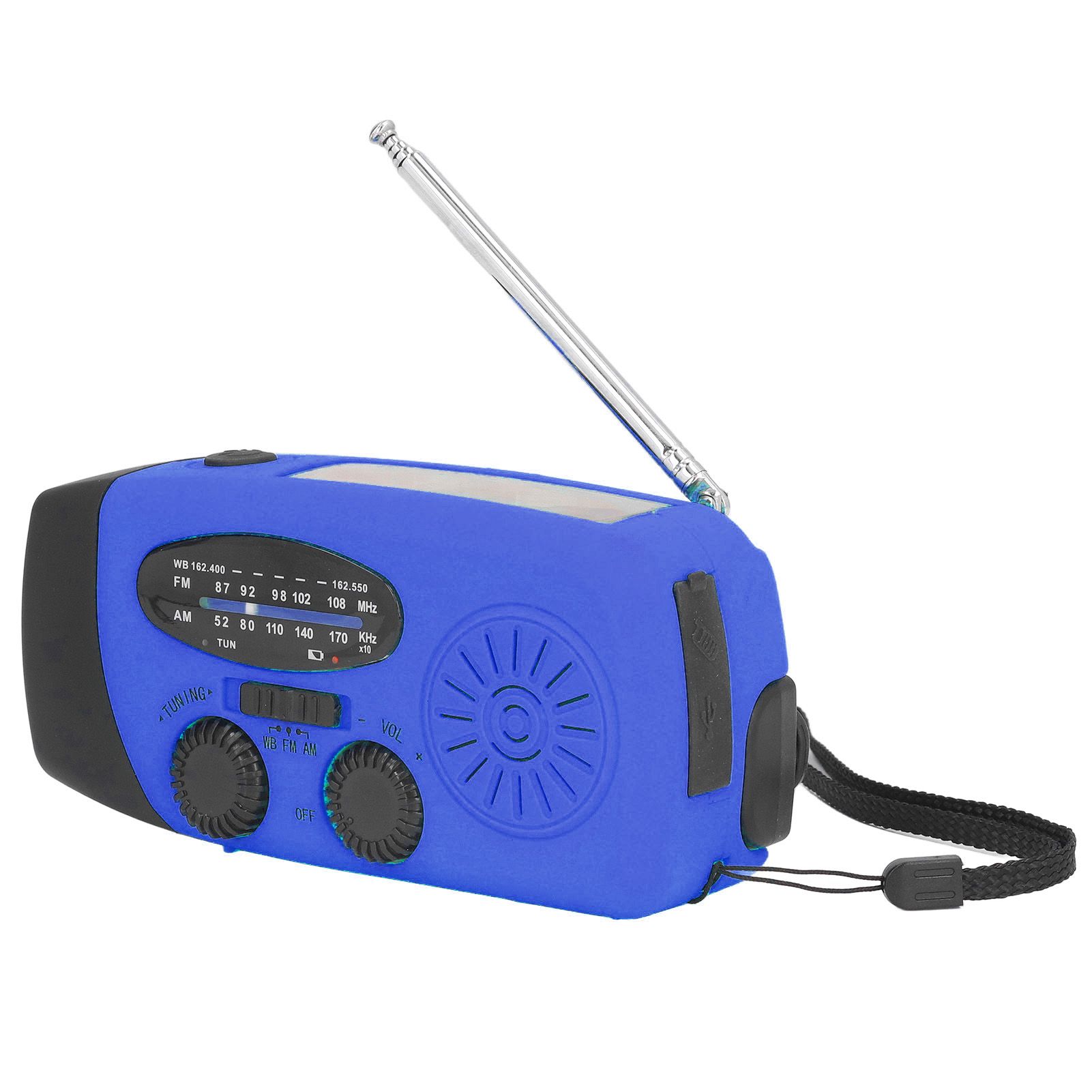 Hand Crank Solar Radio Multifunctional Emergency Radio LED Radio with Flashlight for Outdoor CampingBlue America - Image 2