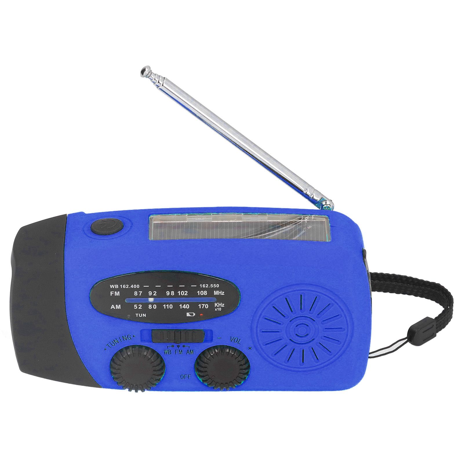 Hand Crank Solar Radio Multifunctional Emergency Radio LED Radio with Flashlight for Outdoor CampingBlue America - Image 3