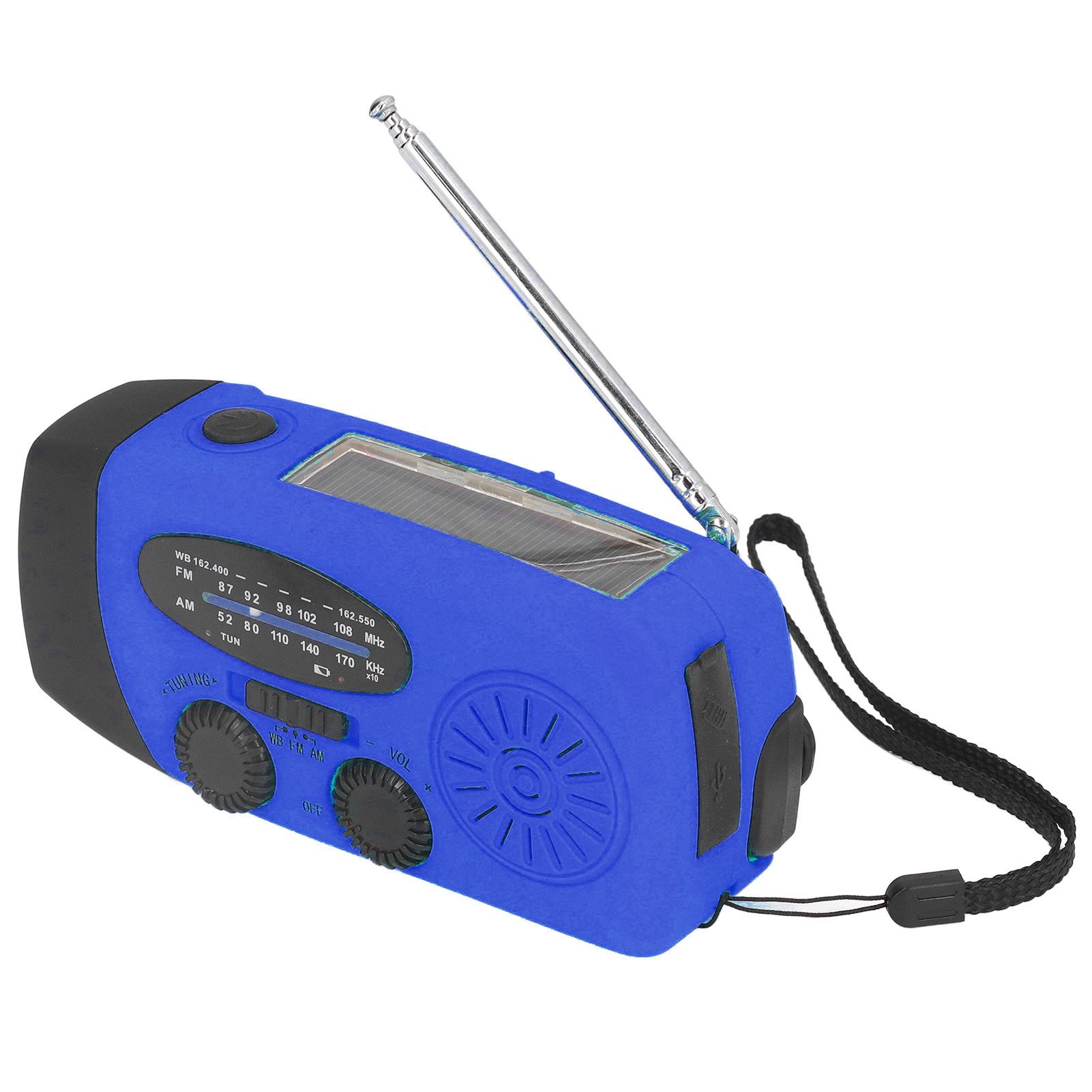 Hand Crank Solar Radio Multifunctional Emergency Radio LED Radio with Flashlight for Outdoor CampingBlue America - Image 4