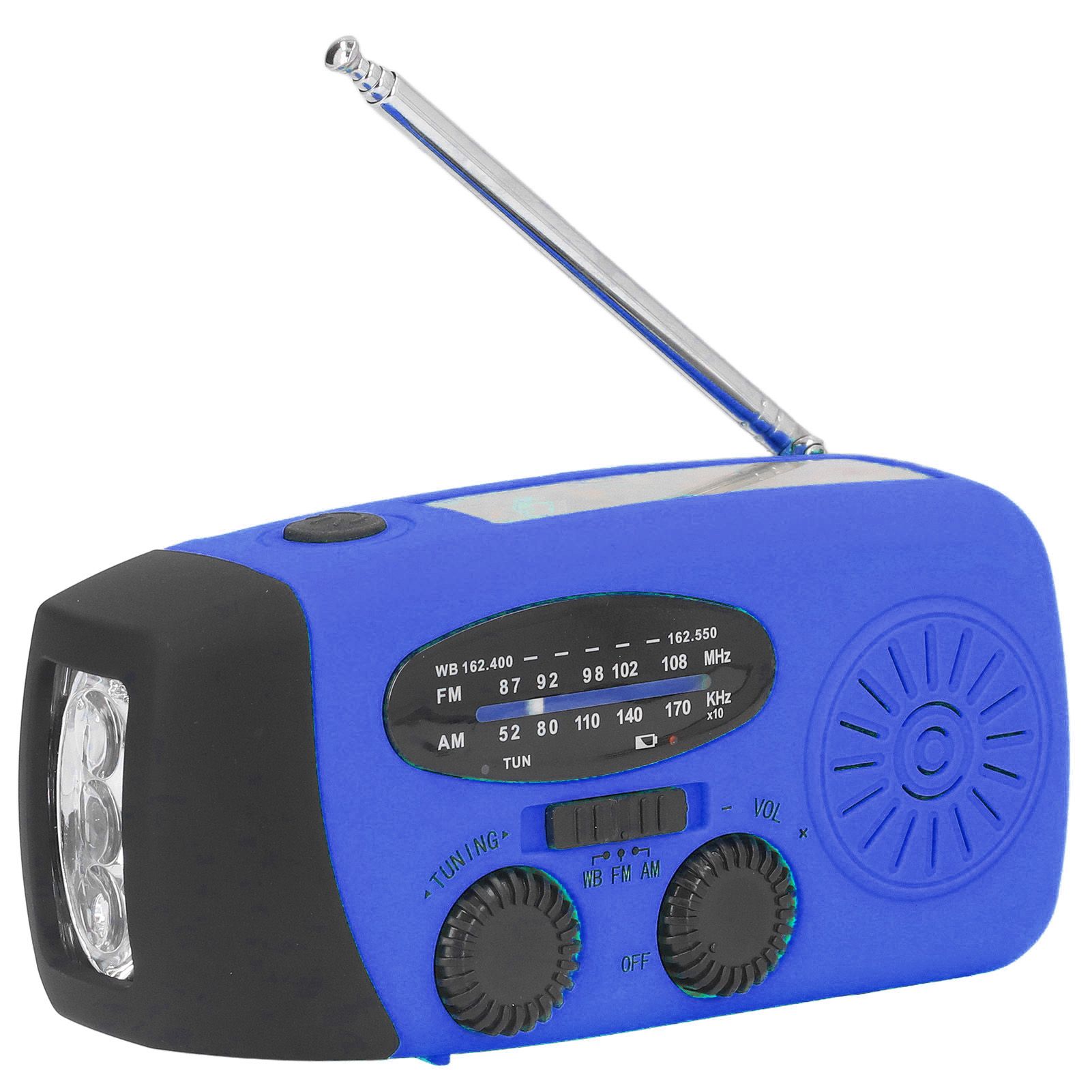Hand Crank Solar Radio Multifunctional Emergency Radio LED Radio with Flashlight for Outdoor CampingBlue America - Image 6