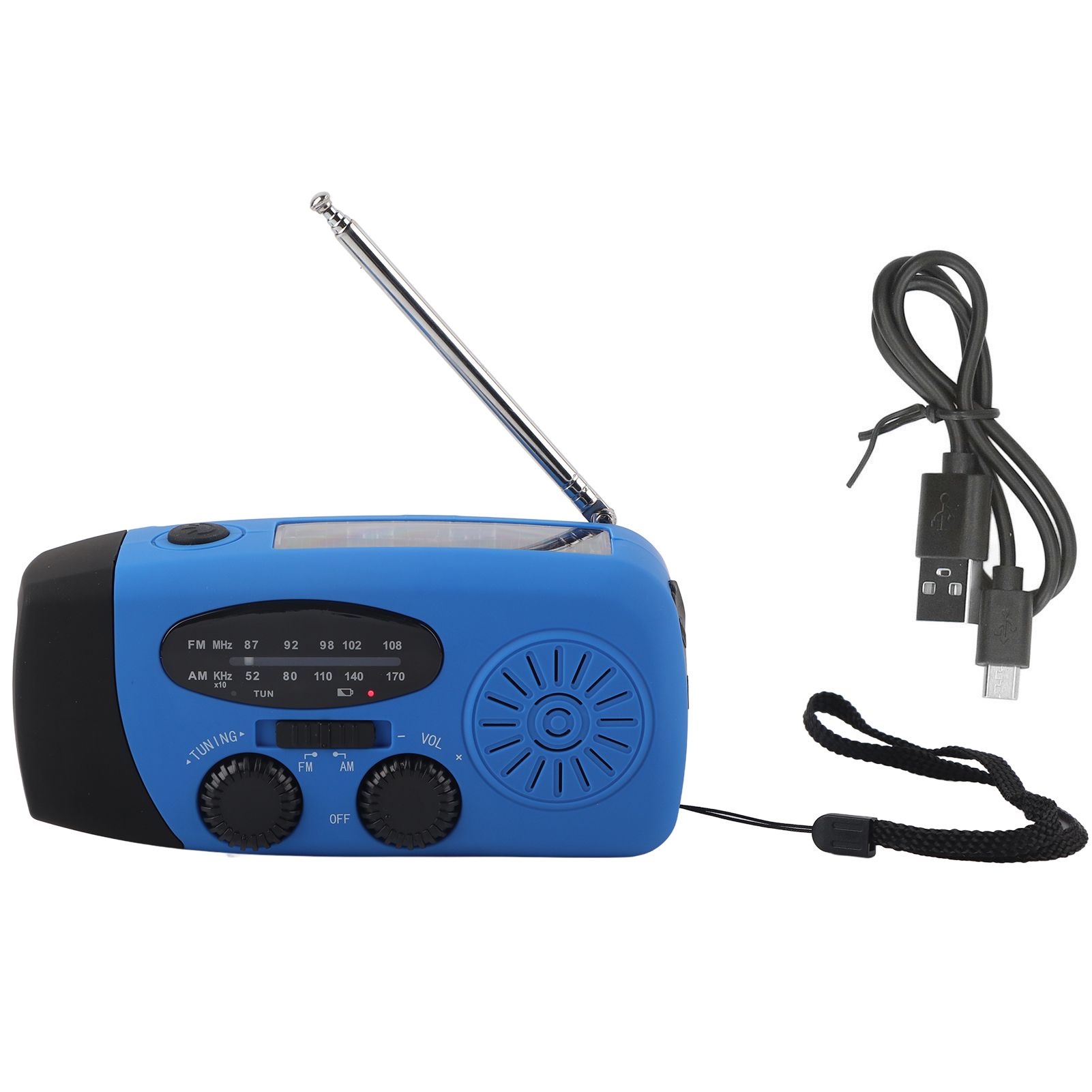 Hand Crank Solar Radio Multifunctional Emergency Radio LED Radio with Flashlight for Outdoor CampingBlue Europe - Image 1
