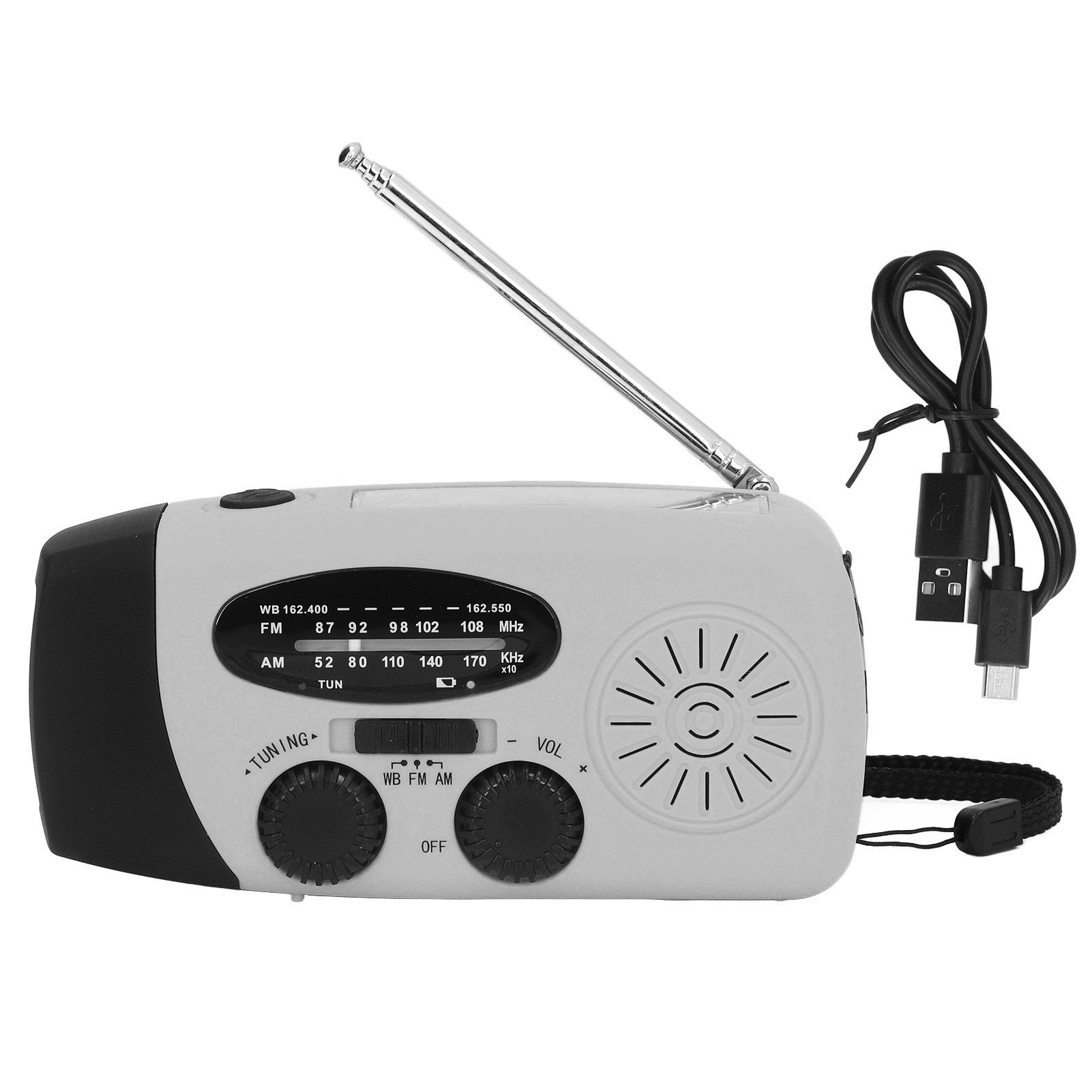Hand Crank Solar Radio Multifunctional Emergency Radio LED Radio with Flashlight for Outdoor CampingSilver Gray America - Image 1