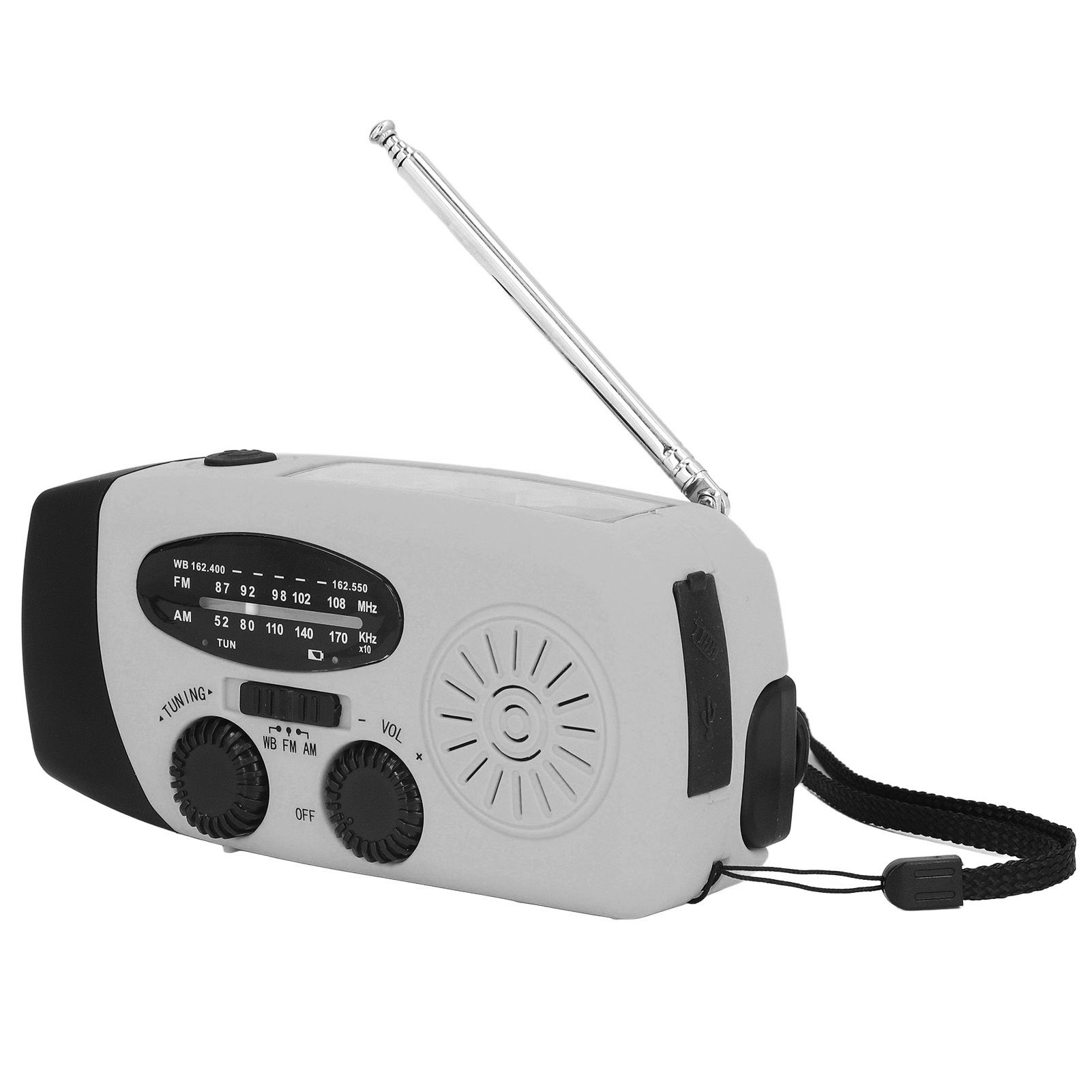 Hand Crank Solar Radio Multifunctional Emergency Radio LED Radio with Flashlight for Outdoor CampingSilver Gray America - Image 2