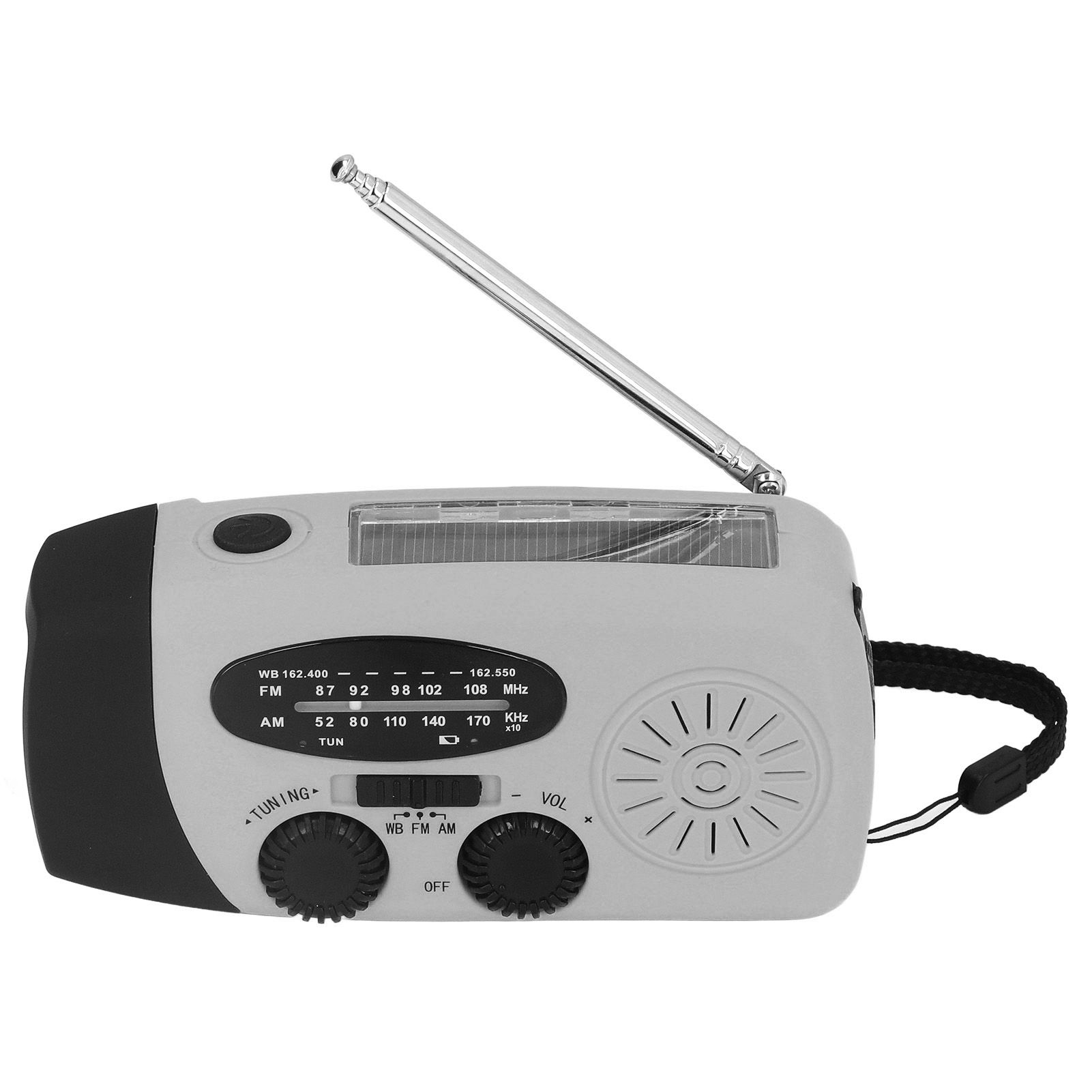 Hand Crank Solar Radio Multifunctional Emergency Radio LED Radio with Flashlight for Outdoor CampingSilver Gray America - Image 3