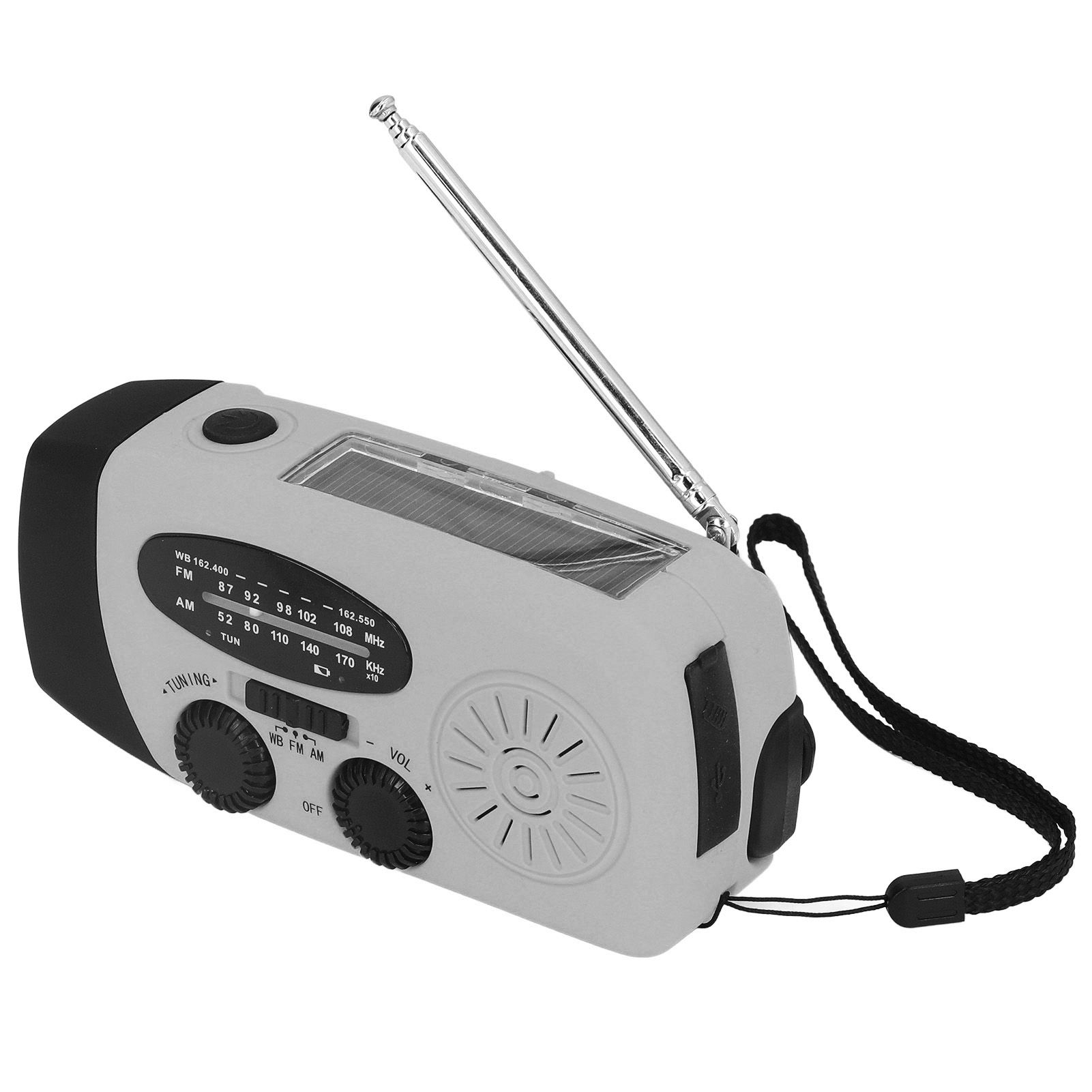 Hand Crank Solar Radio Multifunctional Emergency Radio LED Radio with Flashlight for Outdoor CampingSilver Gray America - Image 4