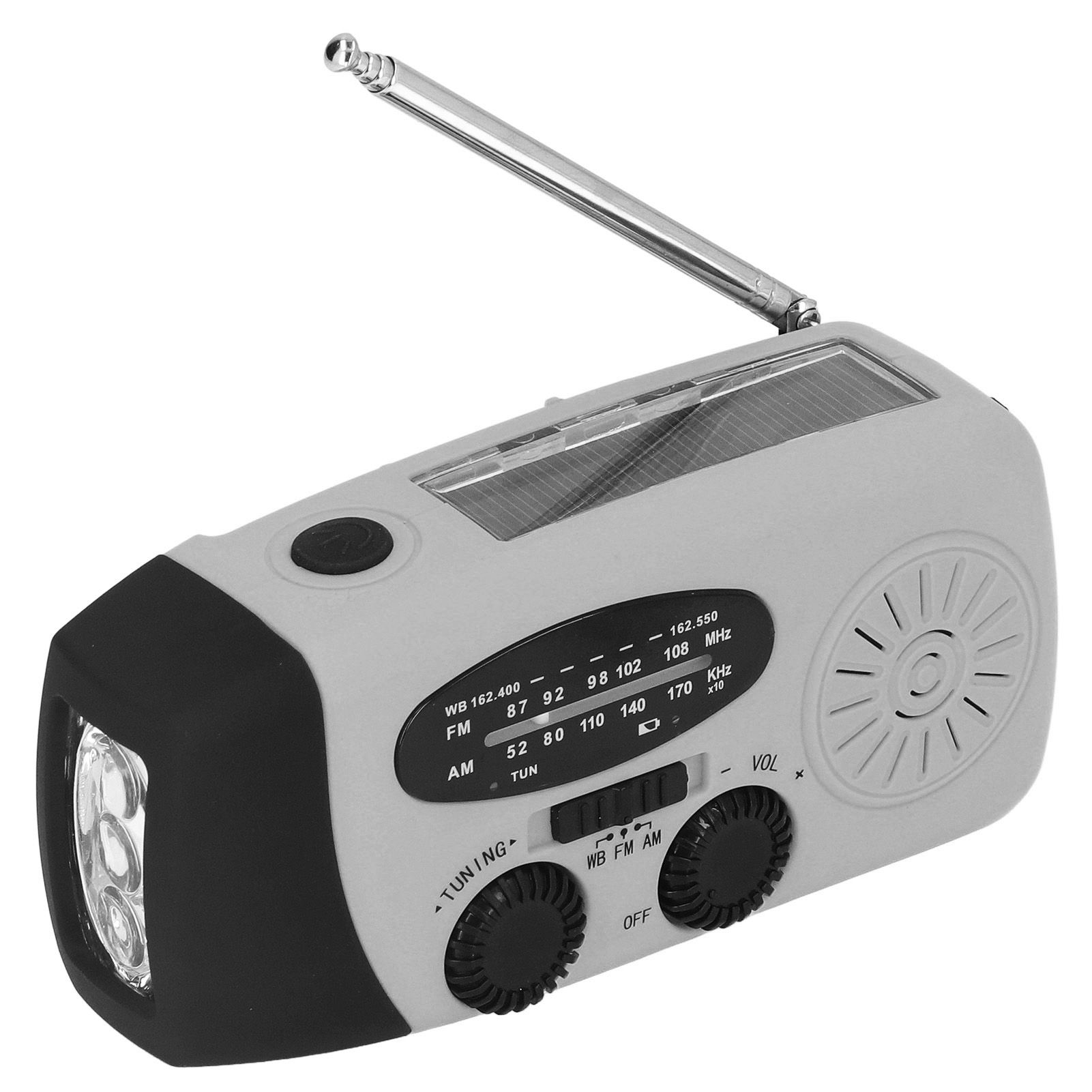 Hand Crank Solar Radio Multifunctional Emergency Radio LED Radio with Flashlight for Outdoor CampingSilver Gray America - Image 5