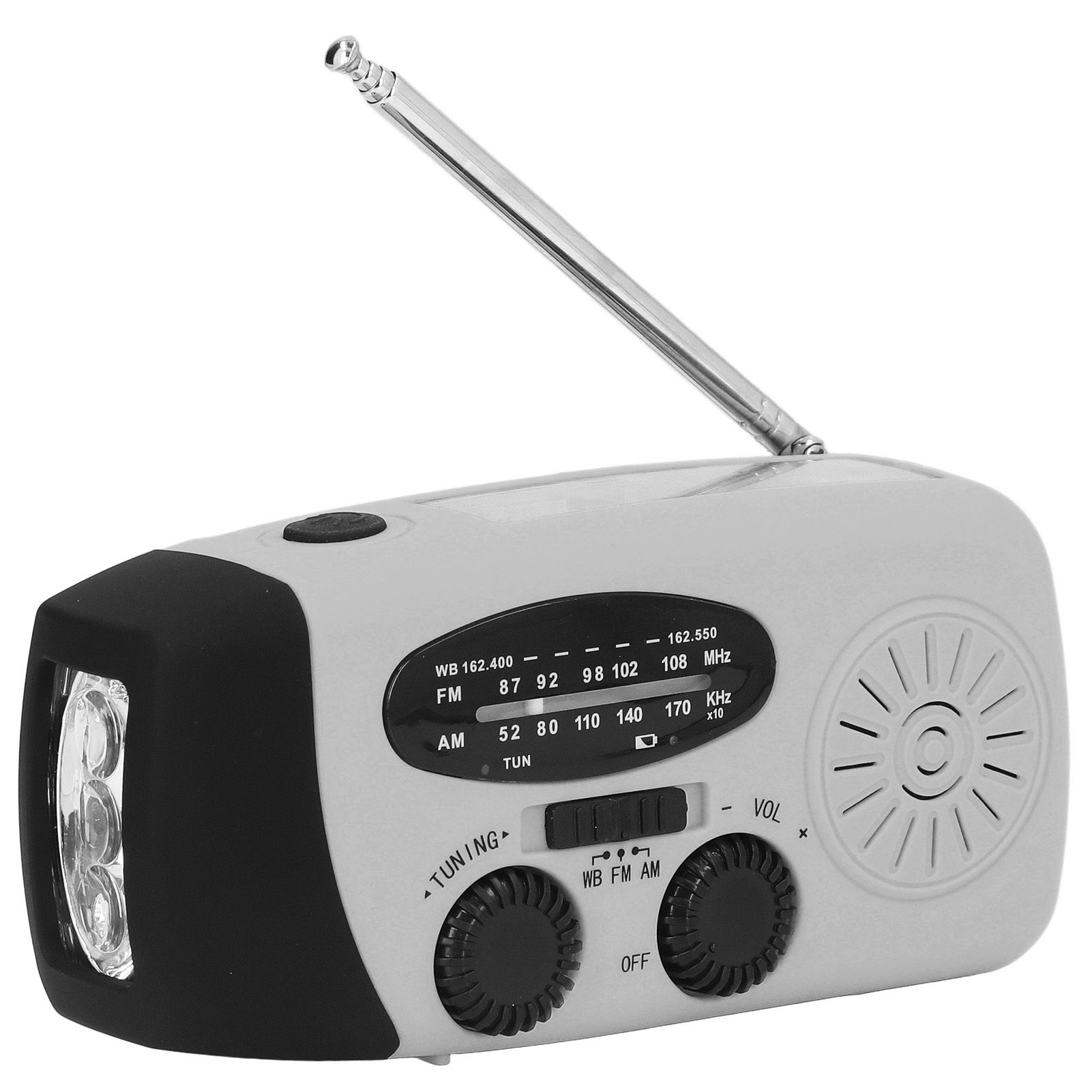 Hand Crank Solar Radio Multifunctional Emergency Radio LED Radio with Flashlight for Outdoor CampingSilver Gray America - Image 6