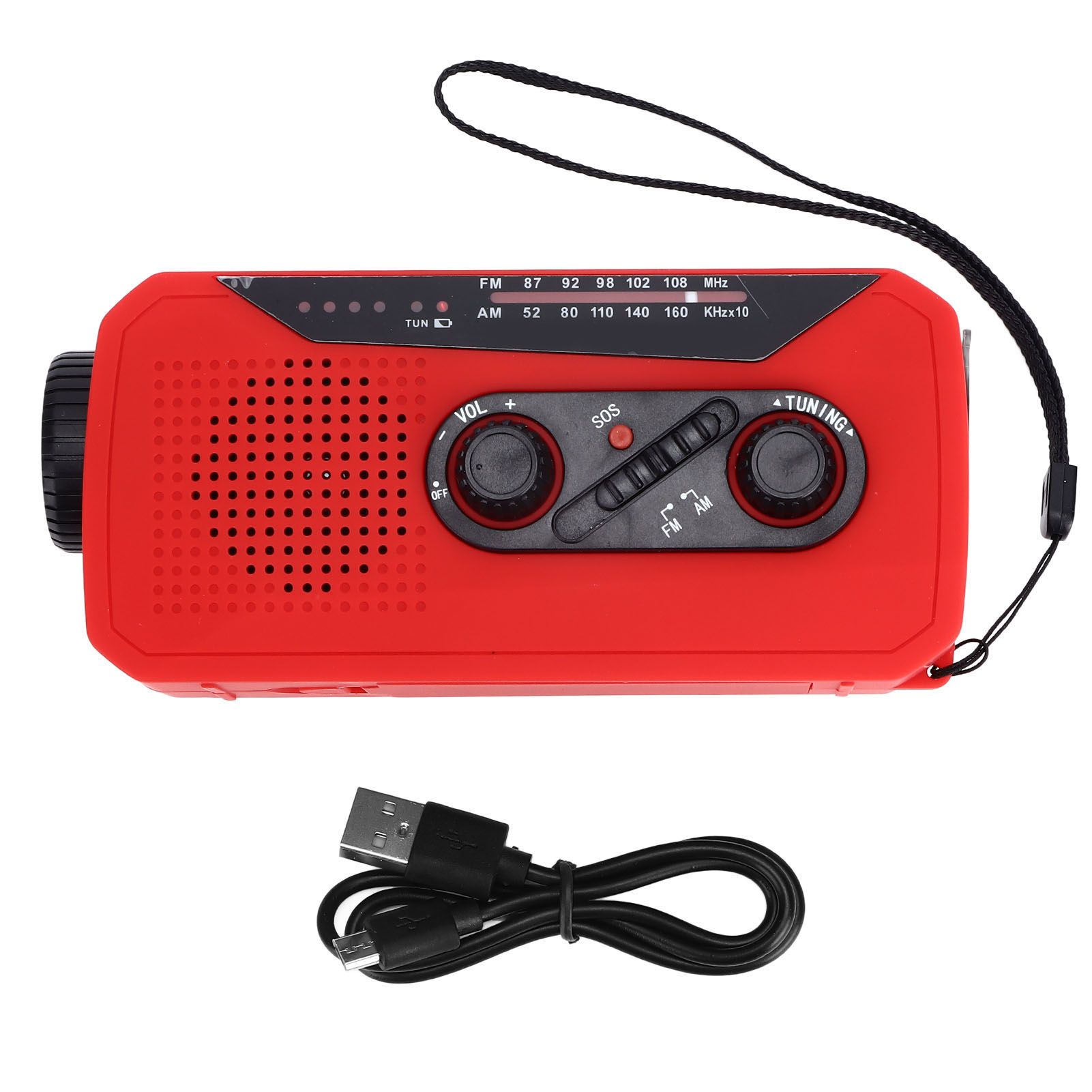 Emergency Radio Hand Power Generation Solar Radio with LED Flashlight 2000mah Charging for Camping HikingRed EU Type - Image 1