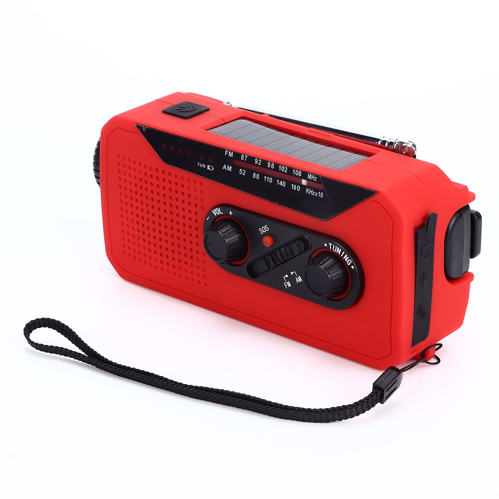 Emergency Radio Hand Power Generation Solar Radio with LED Flashlight 2000mah Charging for Camping HikingRed EU Type - Image 3