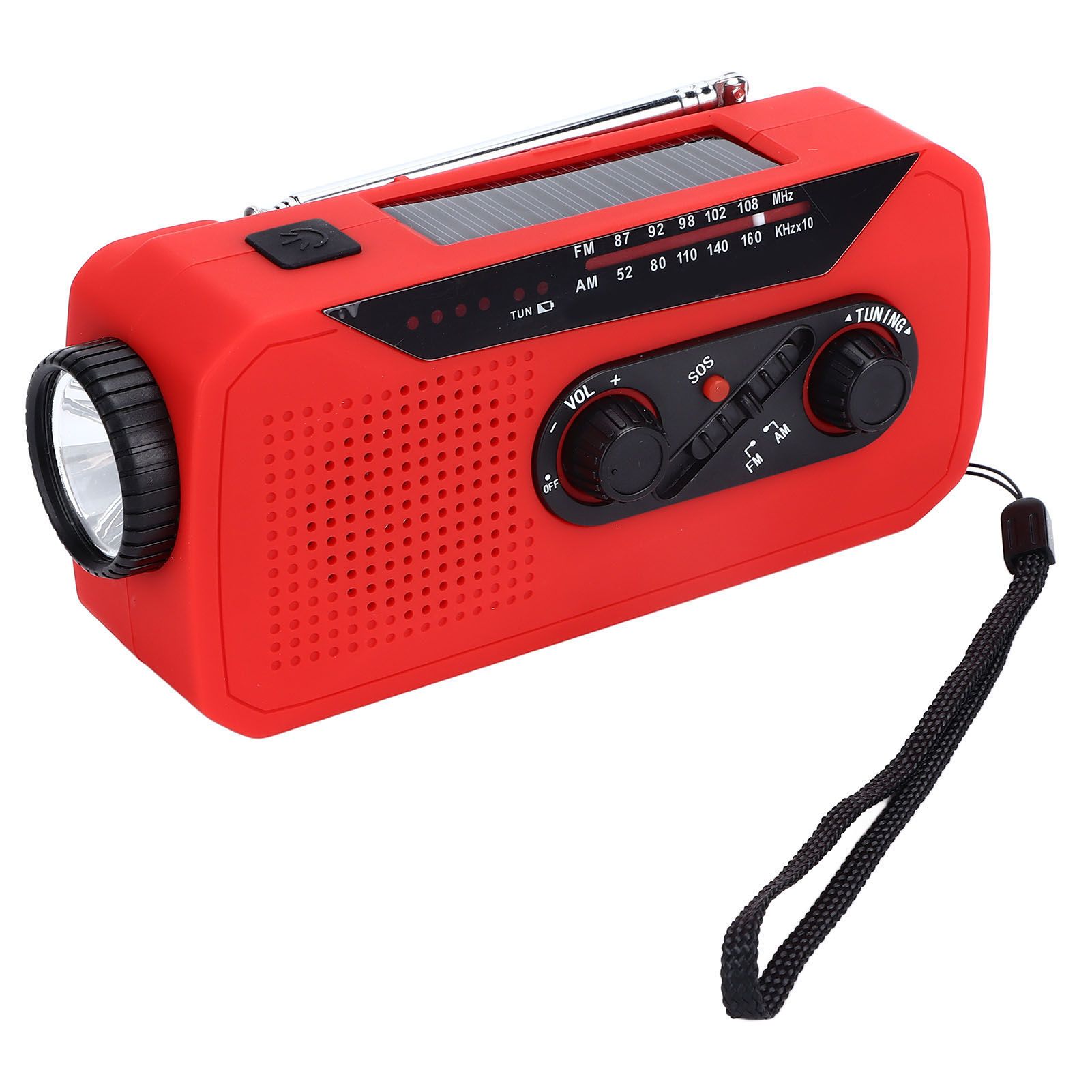 Emergency Radio Hand Power Generation Solar Radio with LED Flashlight 2000mah Charging for Camping HikingRed EU Type - Image 6