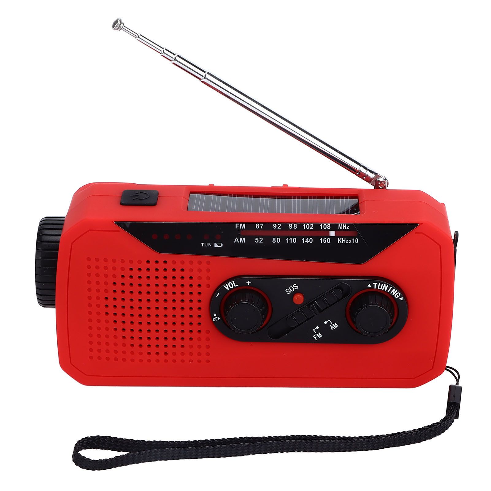 Emergency Radio Hand Power Generation Solar Radio with LED Flashlight 2000mah Charging for Camping HikingRed EU Type - Image 7