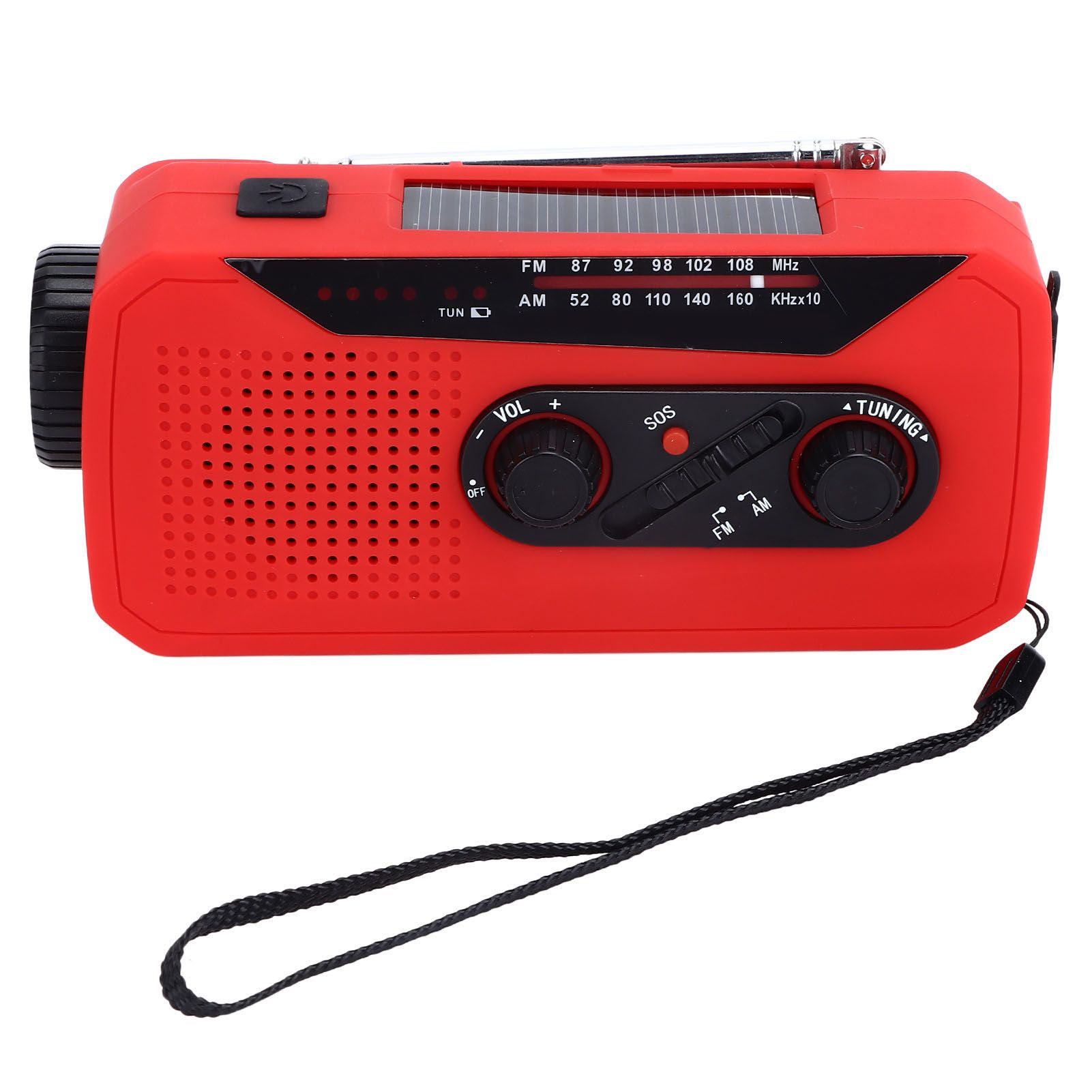 Emergency Radio Hand Power Generation Solar Radio with LED Flashlight 2000mah Charging for Camping HikingRed EU Type - Image 8
