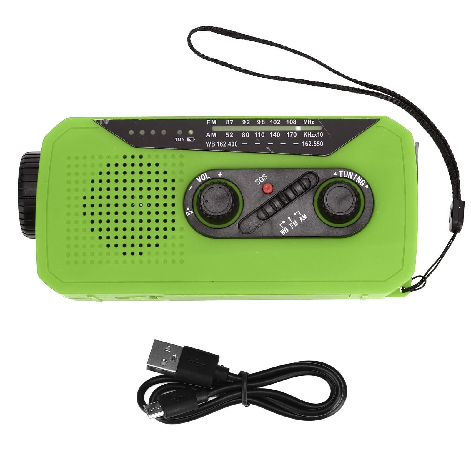 Emergency Radio Hand Power Generation Solar Radio with LED Flashlight 2000mah Charging for Camping HikingGreen US Type - Image 1
