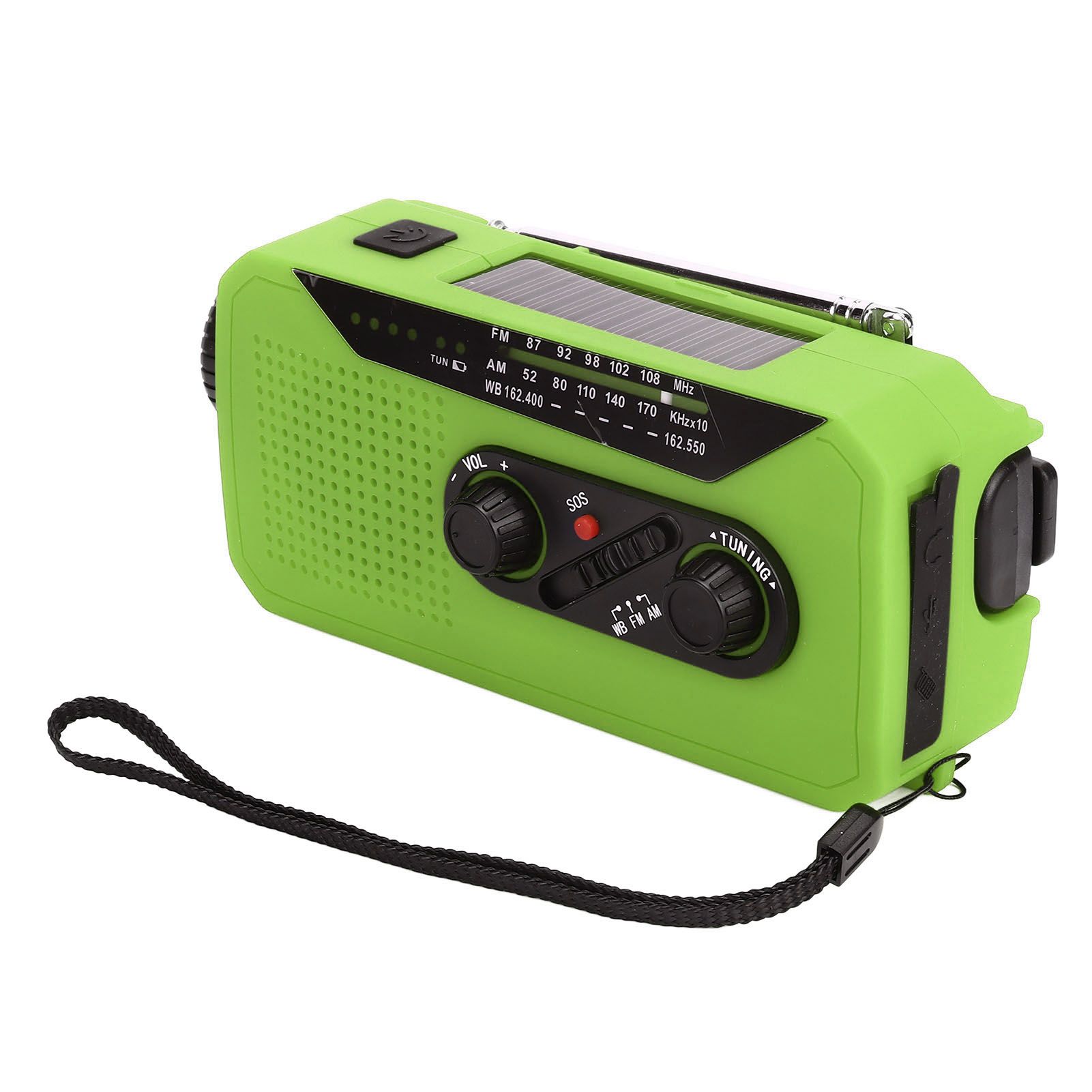 Emergency Radio Hand Power Generation Solar Radio with LED Flashlight 2000mah Charging for Camping HikingGreen US Type - Image 2