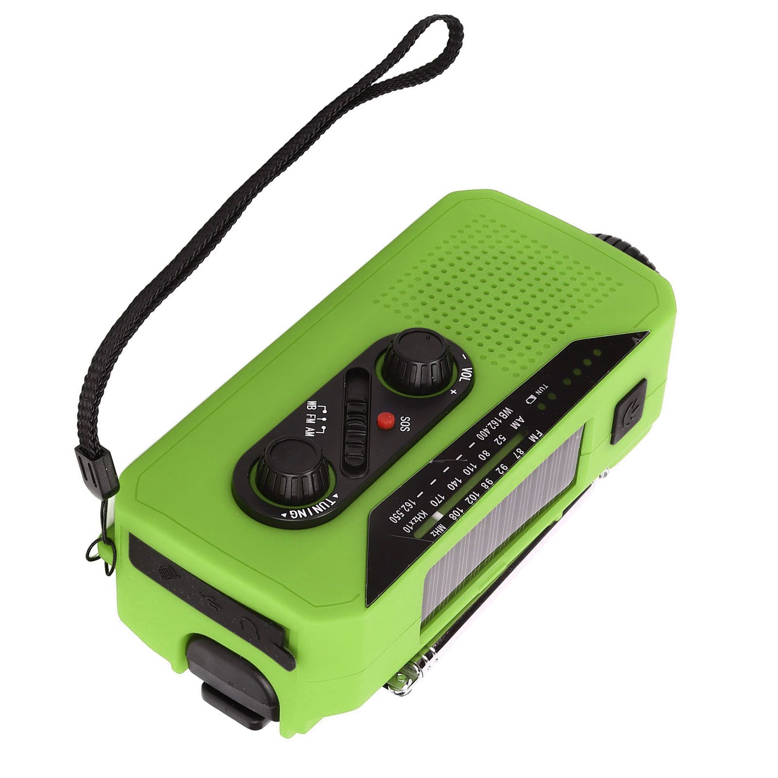 Emergency Radio Hand Power Generation Solar Radio with LED Flashlight 2000mah Charging for Camping HikingGreen US Type - Image 4